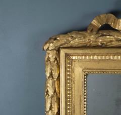 French Louis XVI Giltwood Mirror with Carved Pediment
