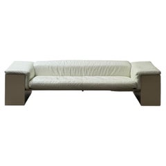 Cini Boeri, Brigadier Three-Seat Sofa by Gavina in White Leather, Low-Back 1970s