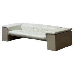 Cini Boeri, Brigadier Three-Seat Sofa by Gavina in White Leather, Low-Back 1970s