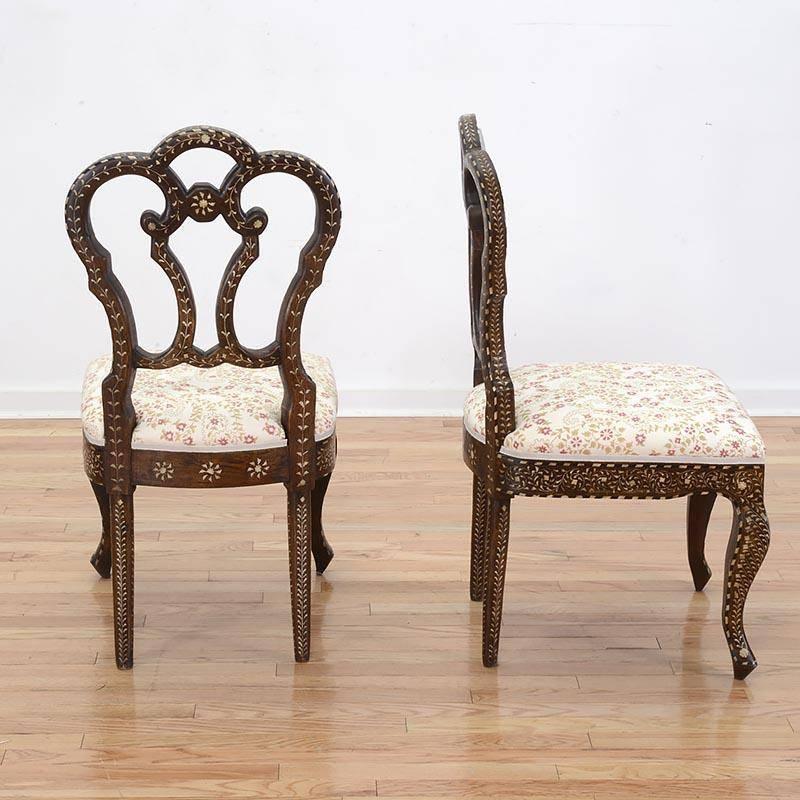 Pair of 19th Century Anglo-Indian Bone-Inlaid Side Chairs In Good Condition In New York, NY