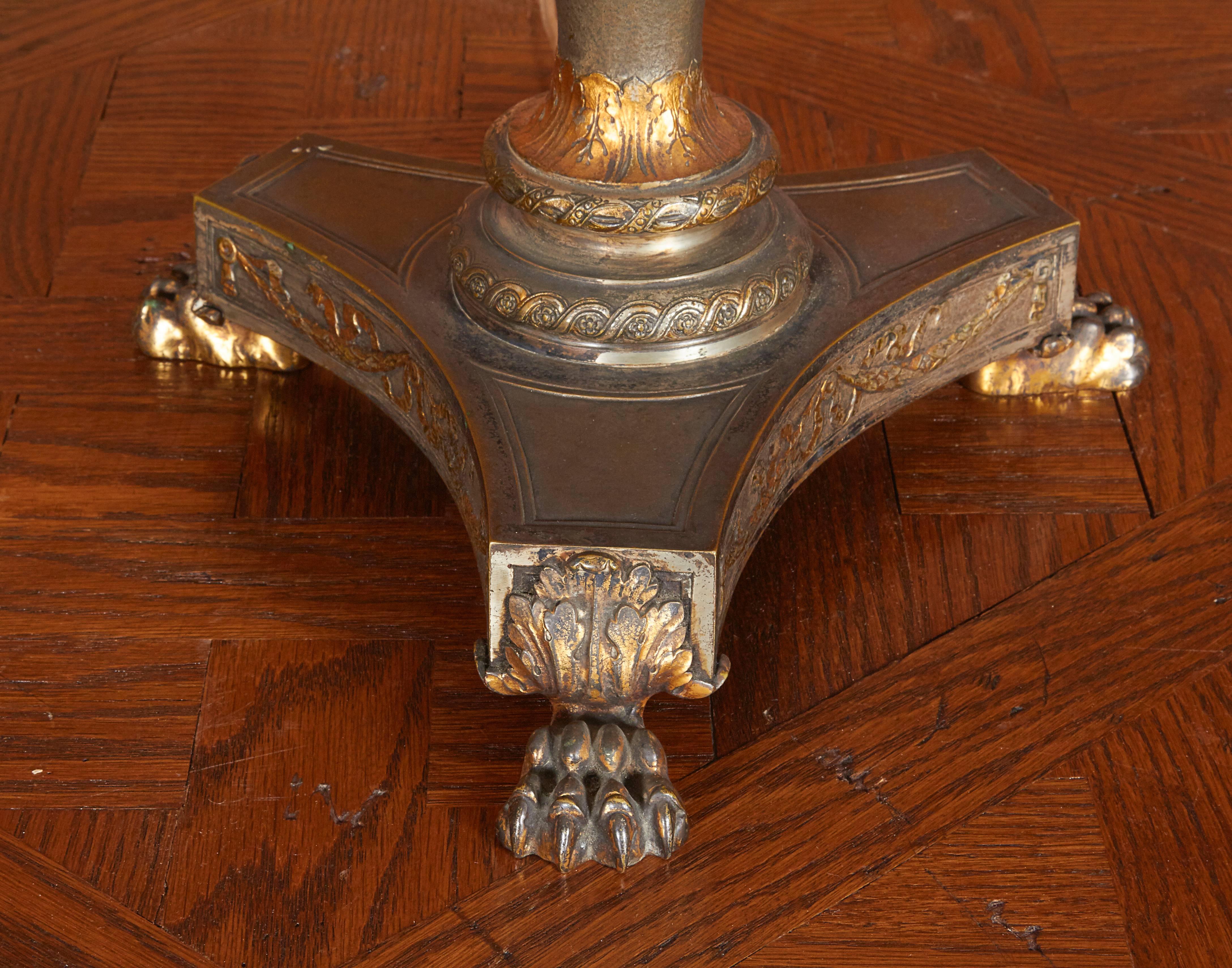 William IV Bronze and Gilt Table Lamp Attributed to Thomas Messenger and Sons In Good Condition In New York, NY