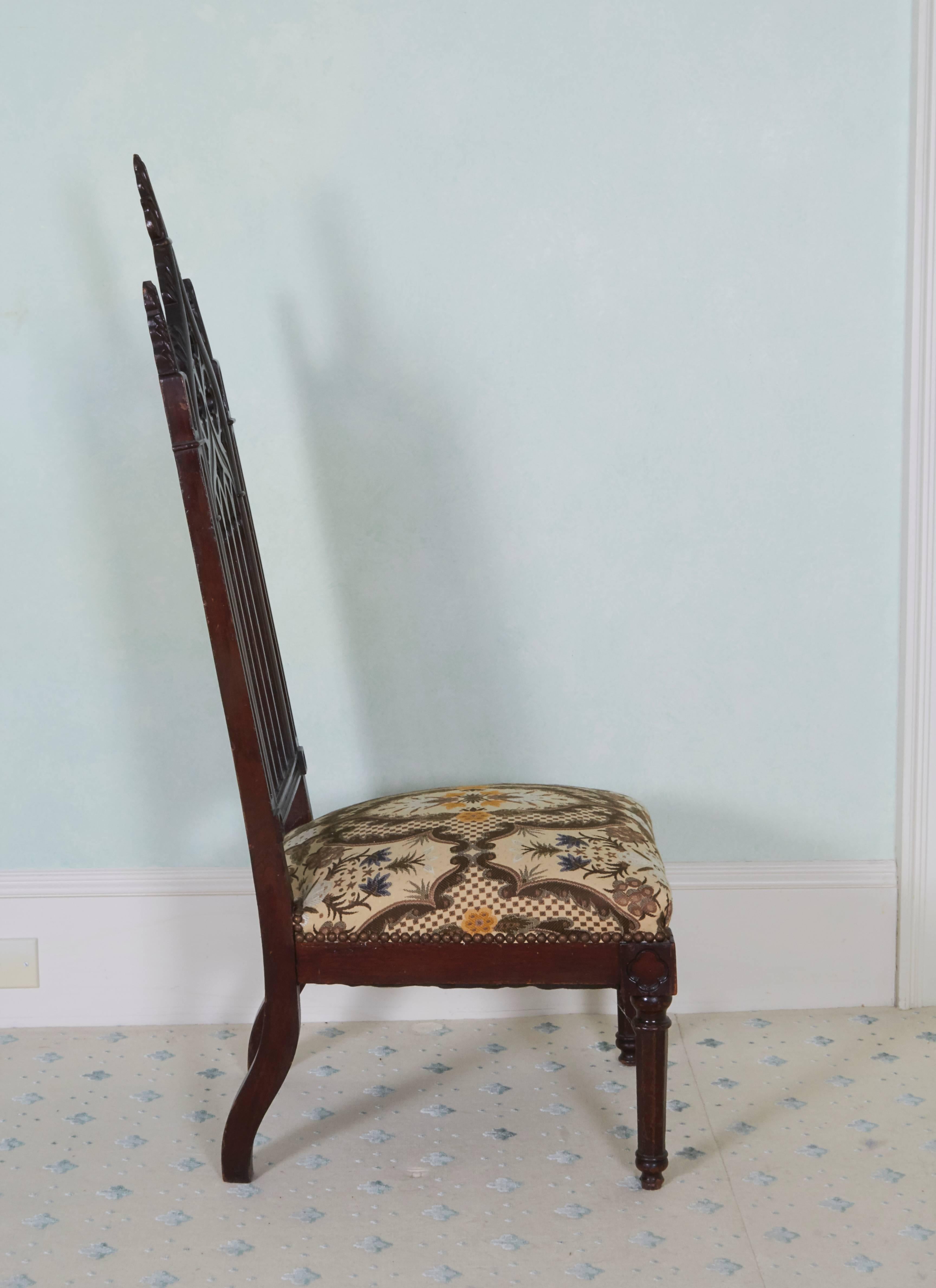 19th Century American Gothic Revival Mahogany Side Chair In Excellent Condition In New York, NY