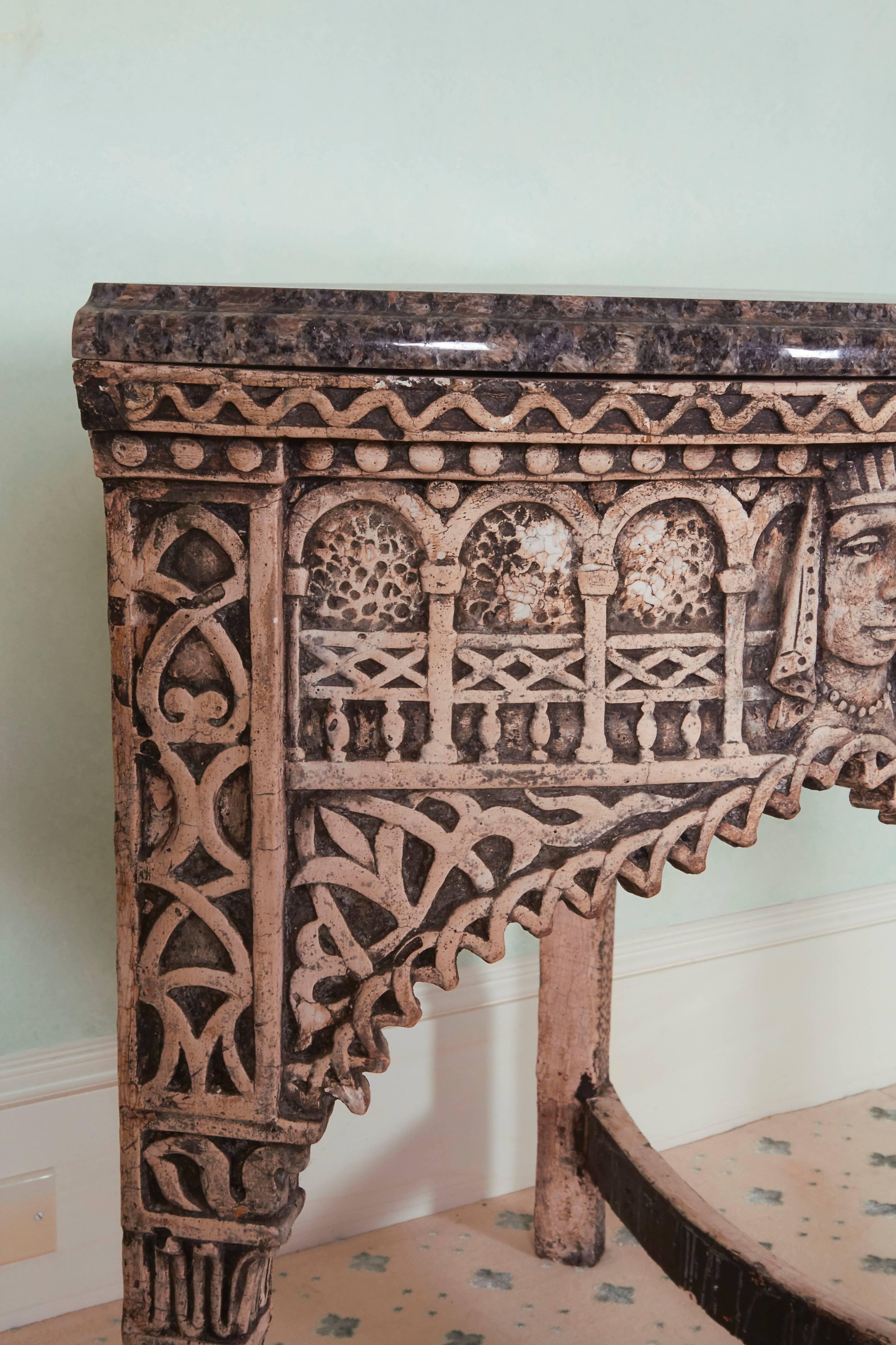 Gesso Gothic Style Demilune Console Table