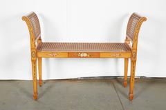 Adam Style Satinwood and Caned Window Seat