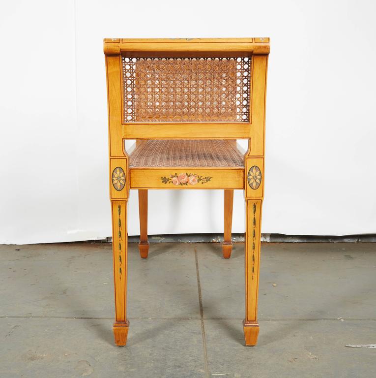 Adam Style Satinwood and Caned Window Seat For Sale at 1stdibs