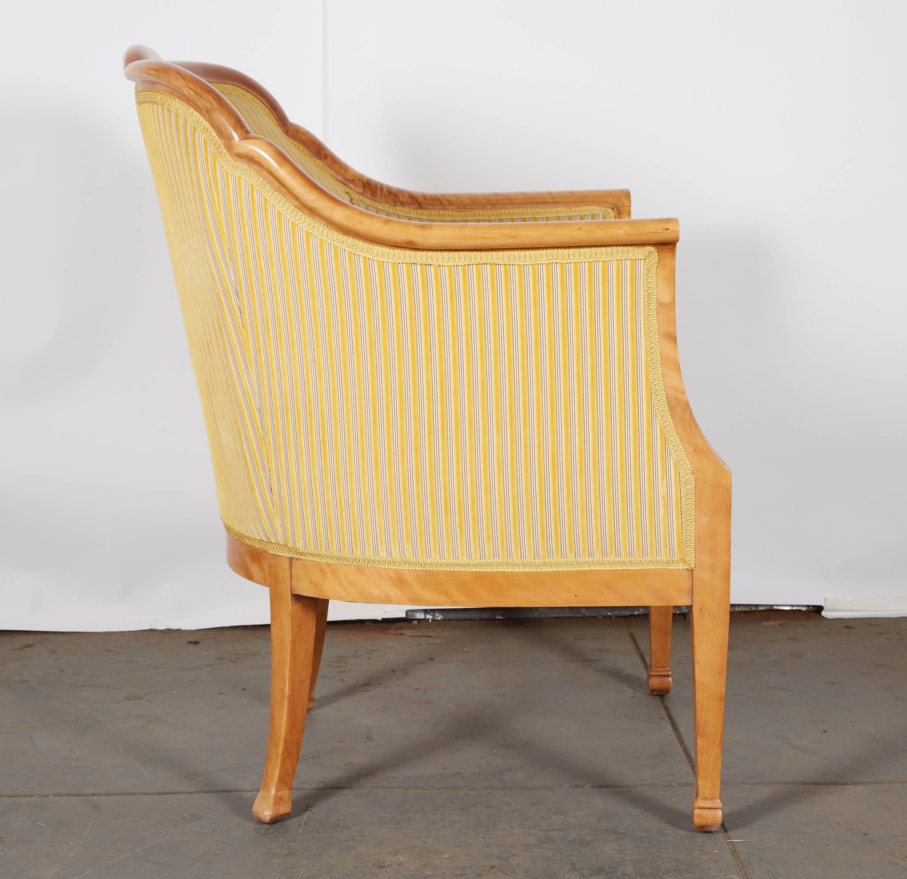 Pair of Swedish Biedermeier Birch Bergere Armchairs In Excellent Condition In New York, NY