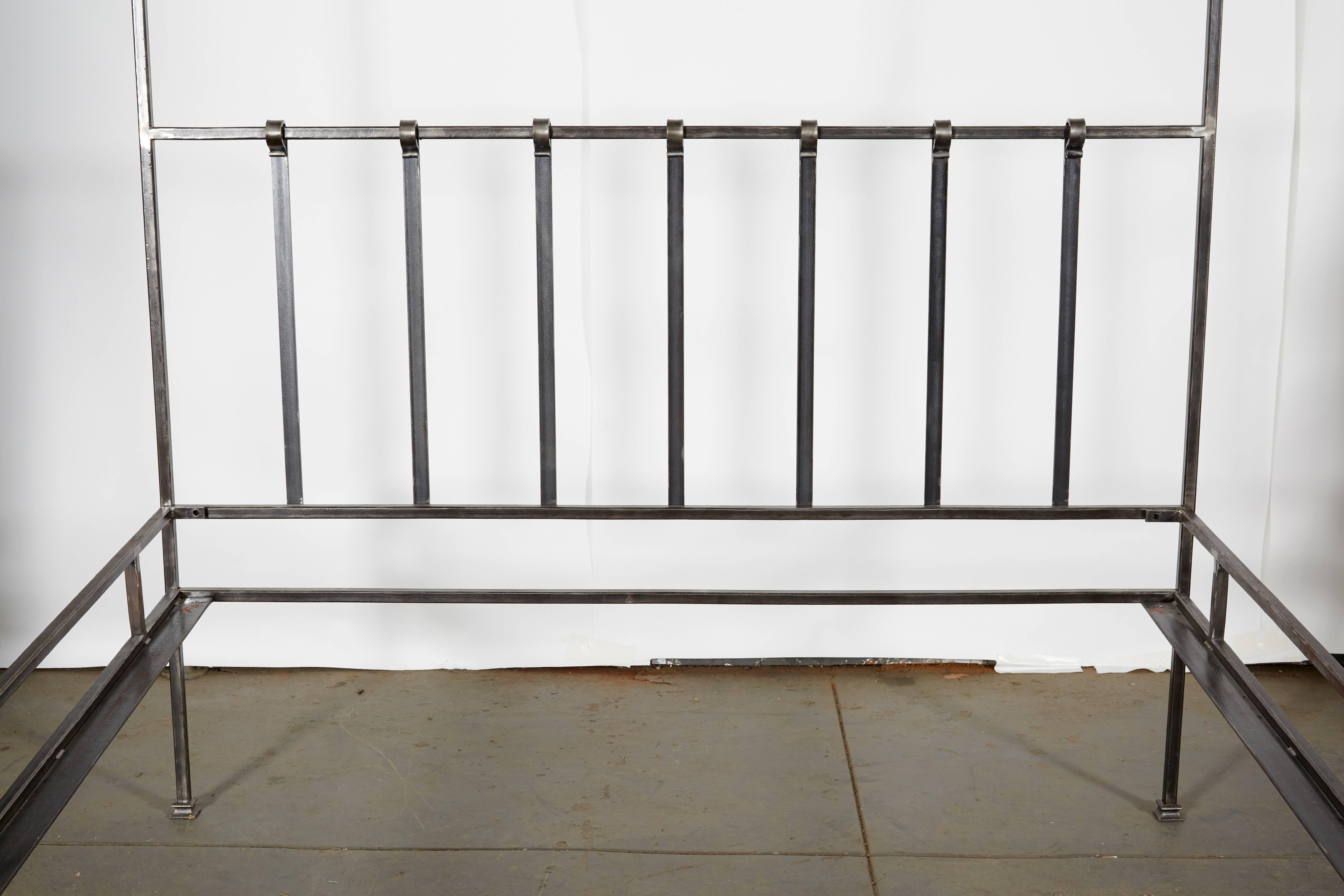 Hand-Polished Iron Four Poster Queen Bed Frame 1