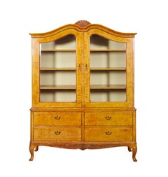 Impressively Scaled Swedish Birch Bookcase or Armoire