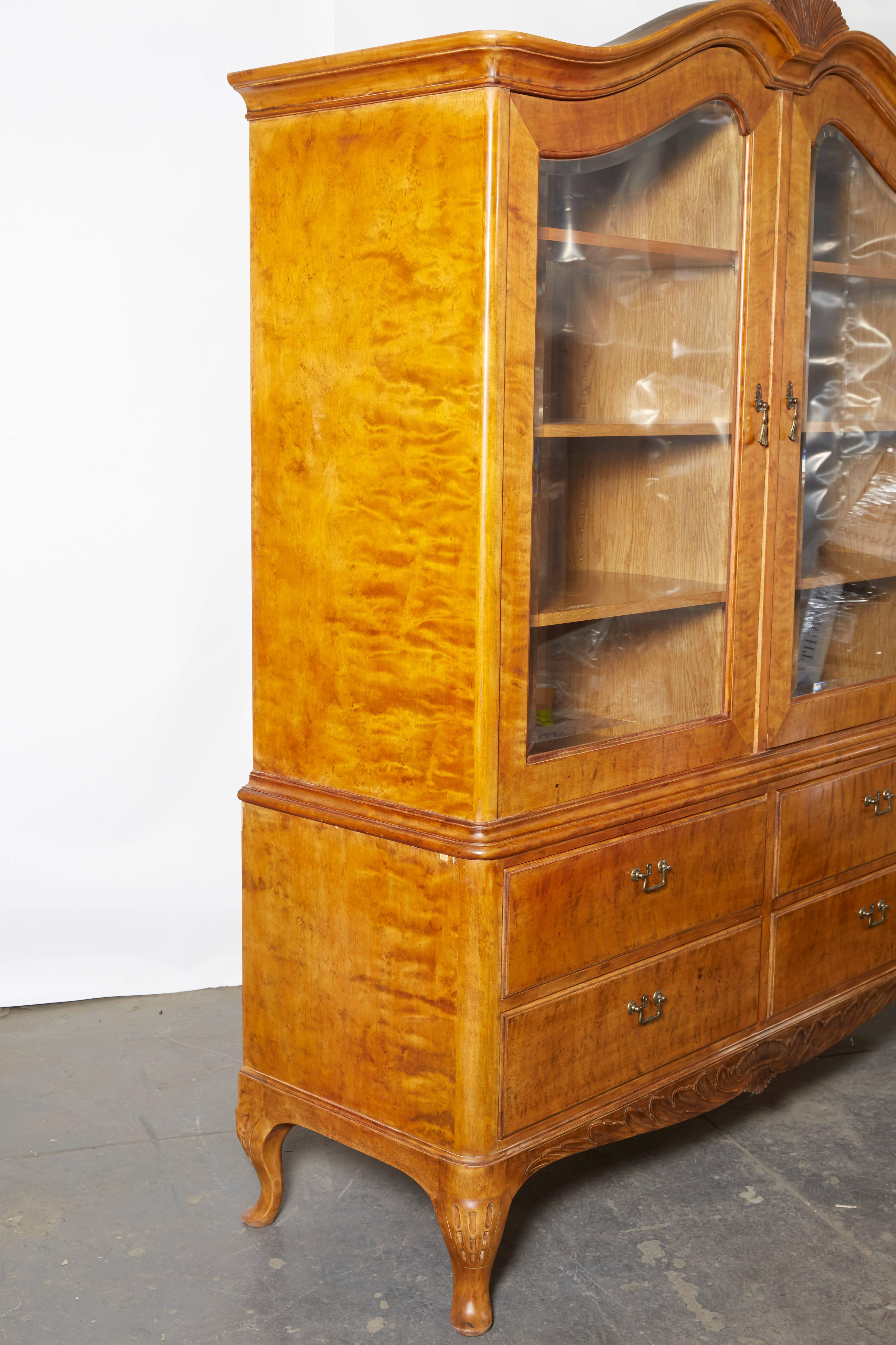 Early 20th Century Impressively Scaled Swedish Birch Bookcase or Armoire