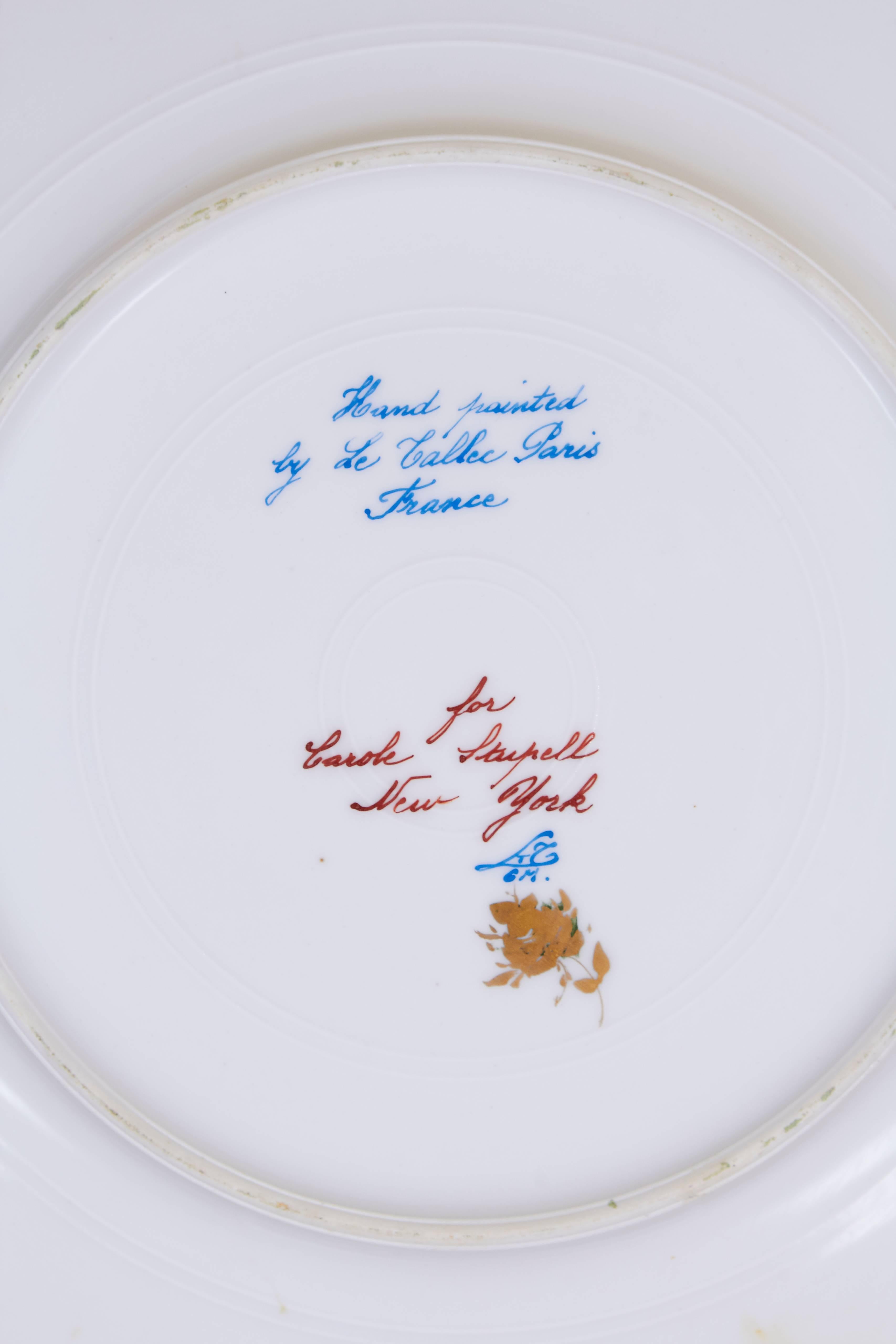French Set of Twenty Le Tallec Hand-Painted Porcelain Service Plates