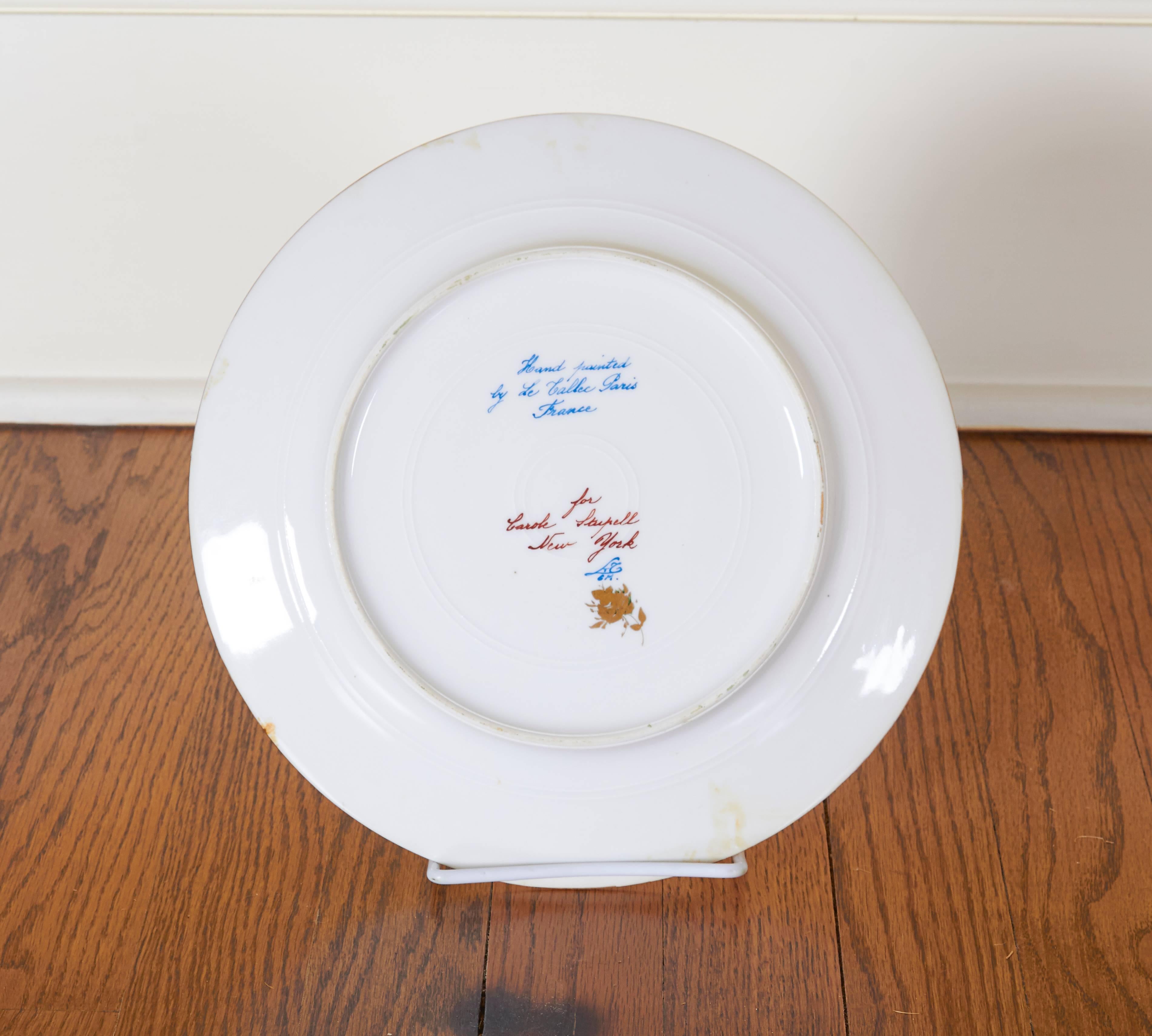 Gilt Set of Twenty Le Tallec Hand-Painted Porcelain Service Plates