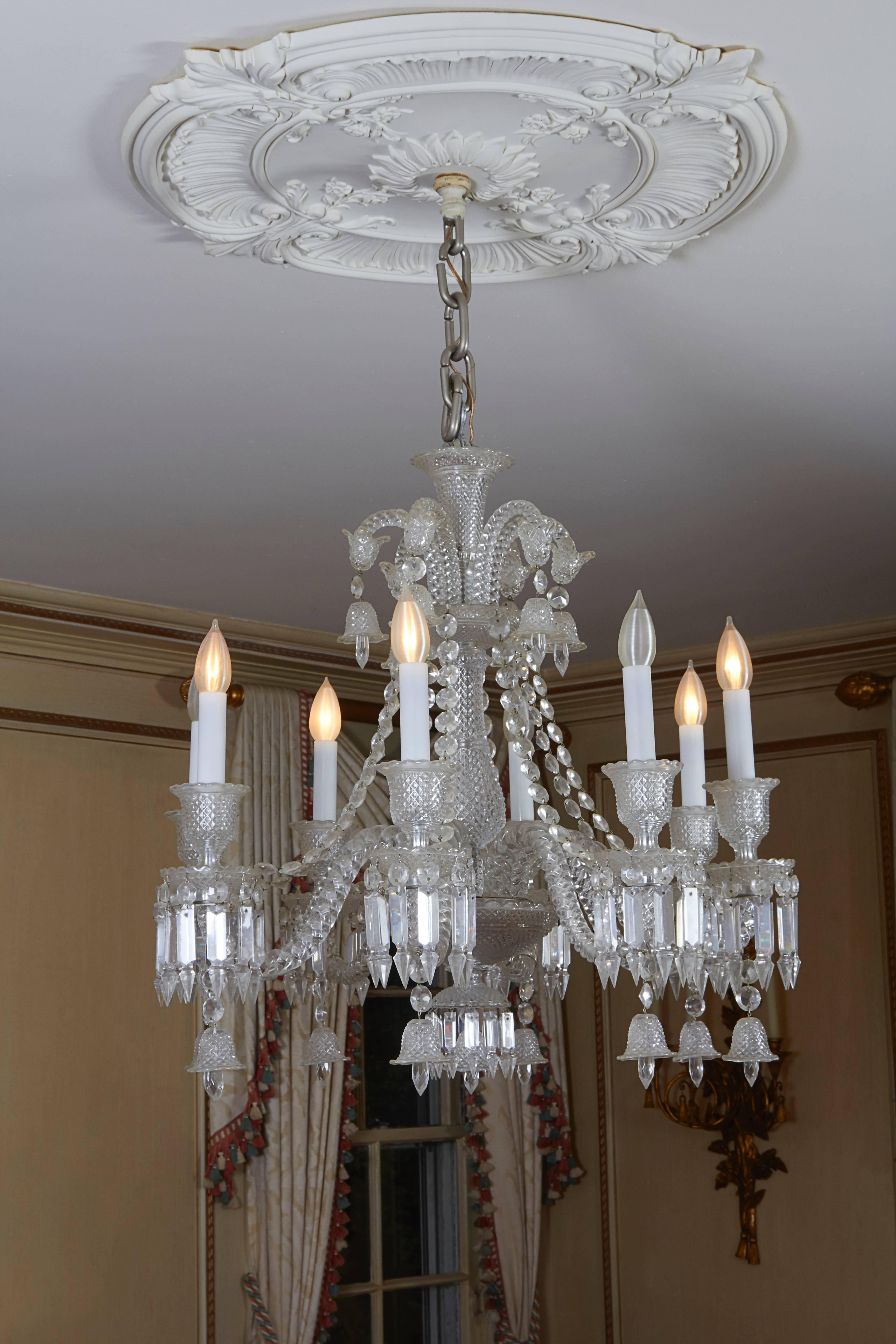 Baccarat Eight Arm Crystal Chandelier In Excellent Condition In New York, NY