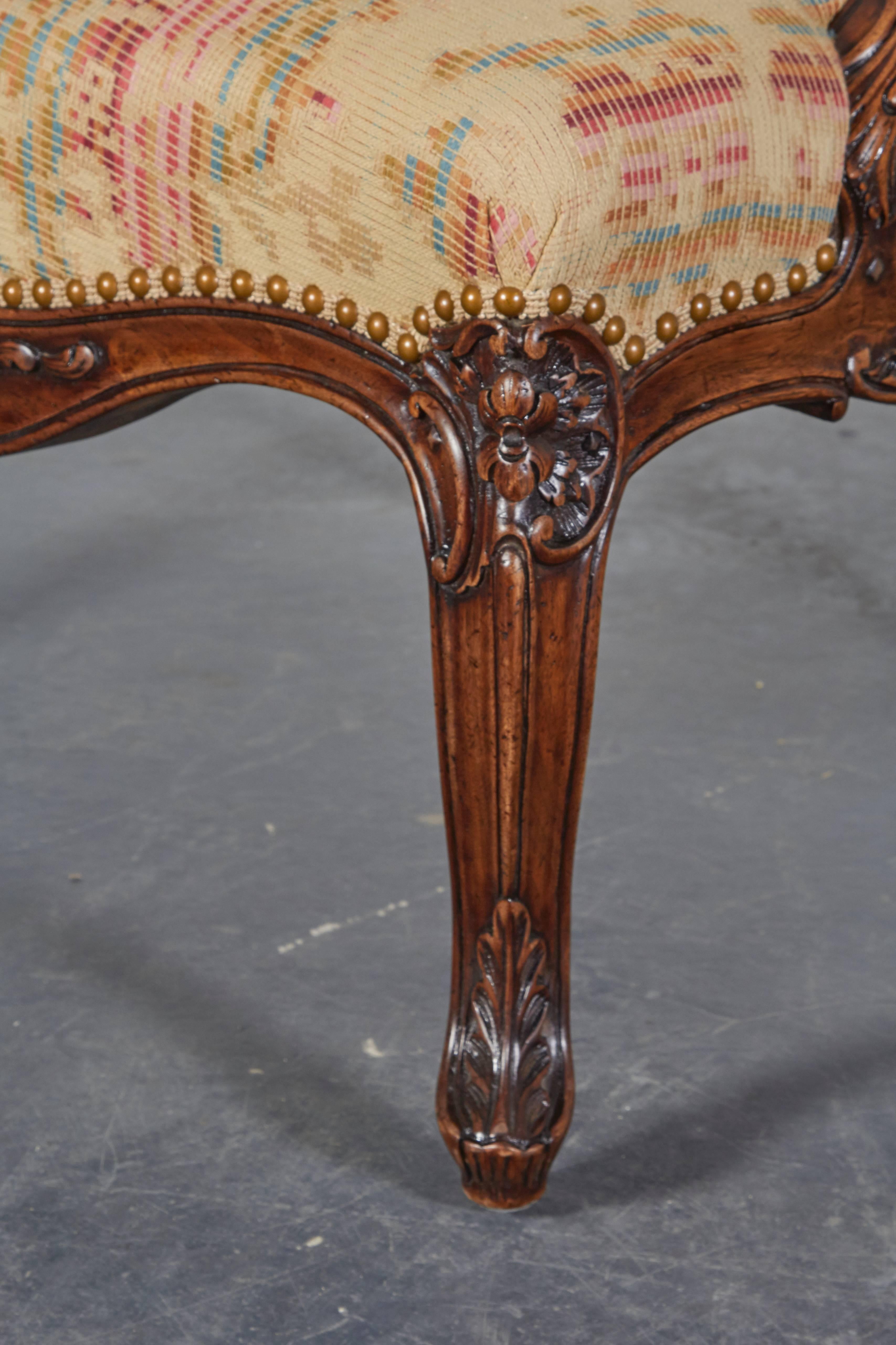 Pair of Louis XV Style Walnut Wing Chairs 5