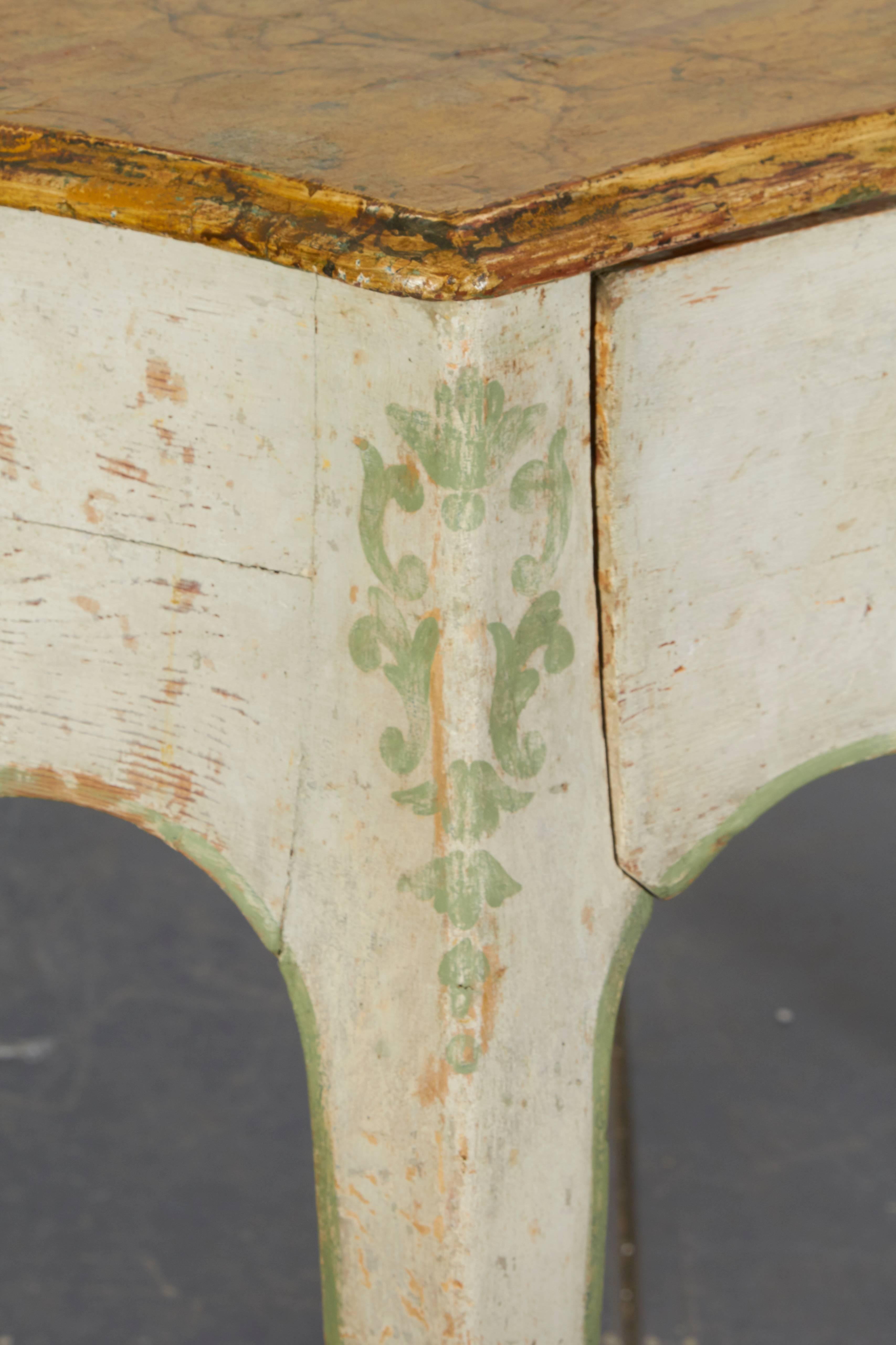 Wood Pair of 19th Century Louis XV Style Painted Console Tables