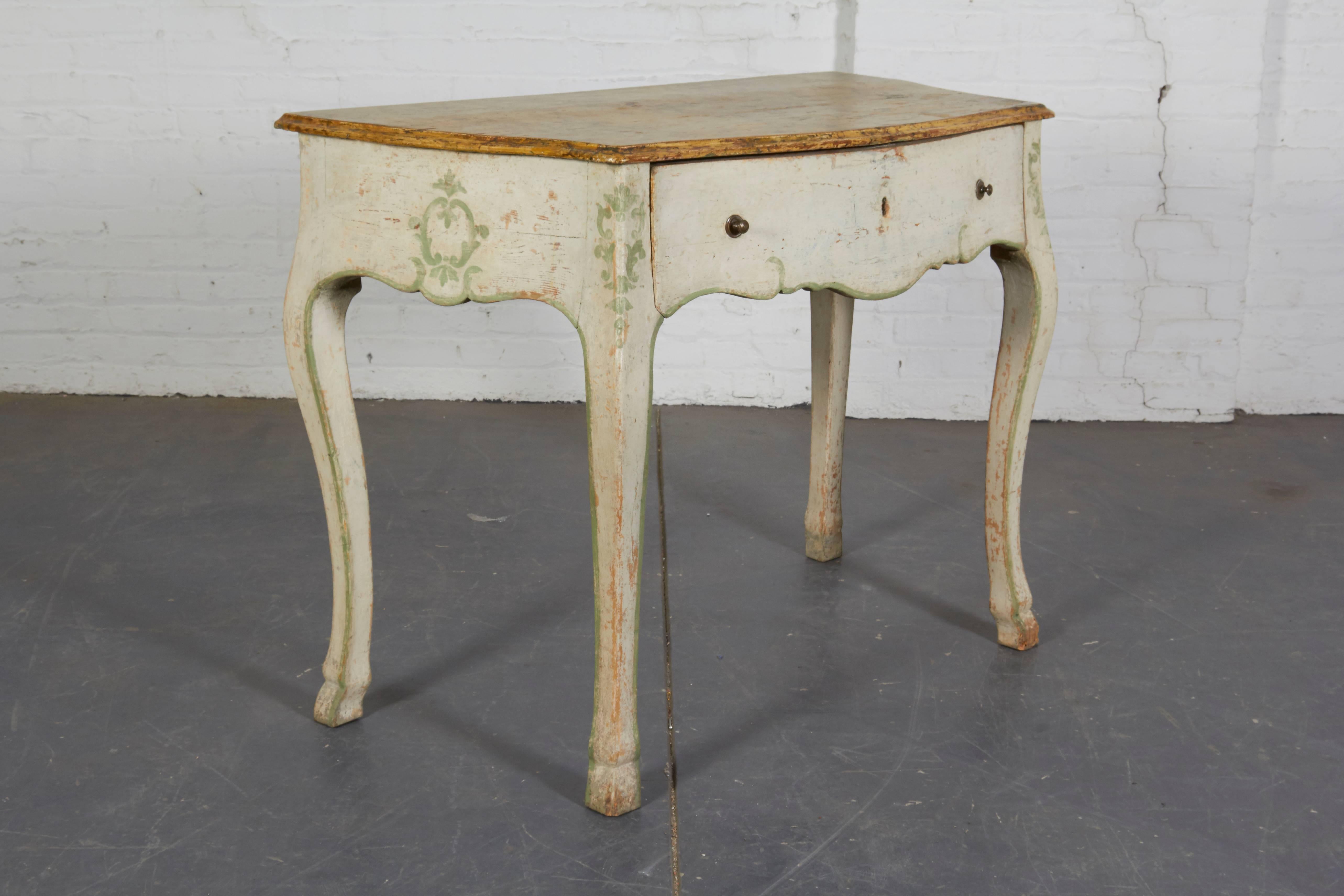 Italian Pair of 19th Century Louis XV Style Painted Console Tables