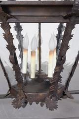 Large-Scale Patinated Iron and Glass Lantern