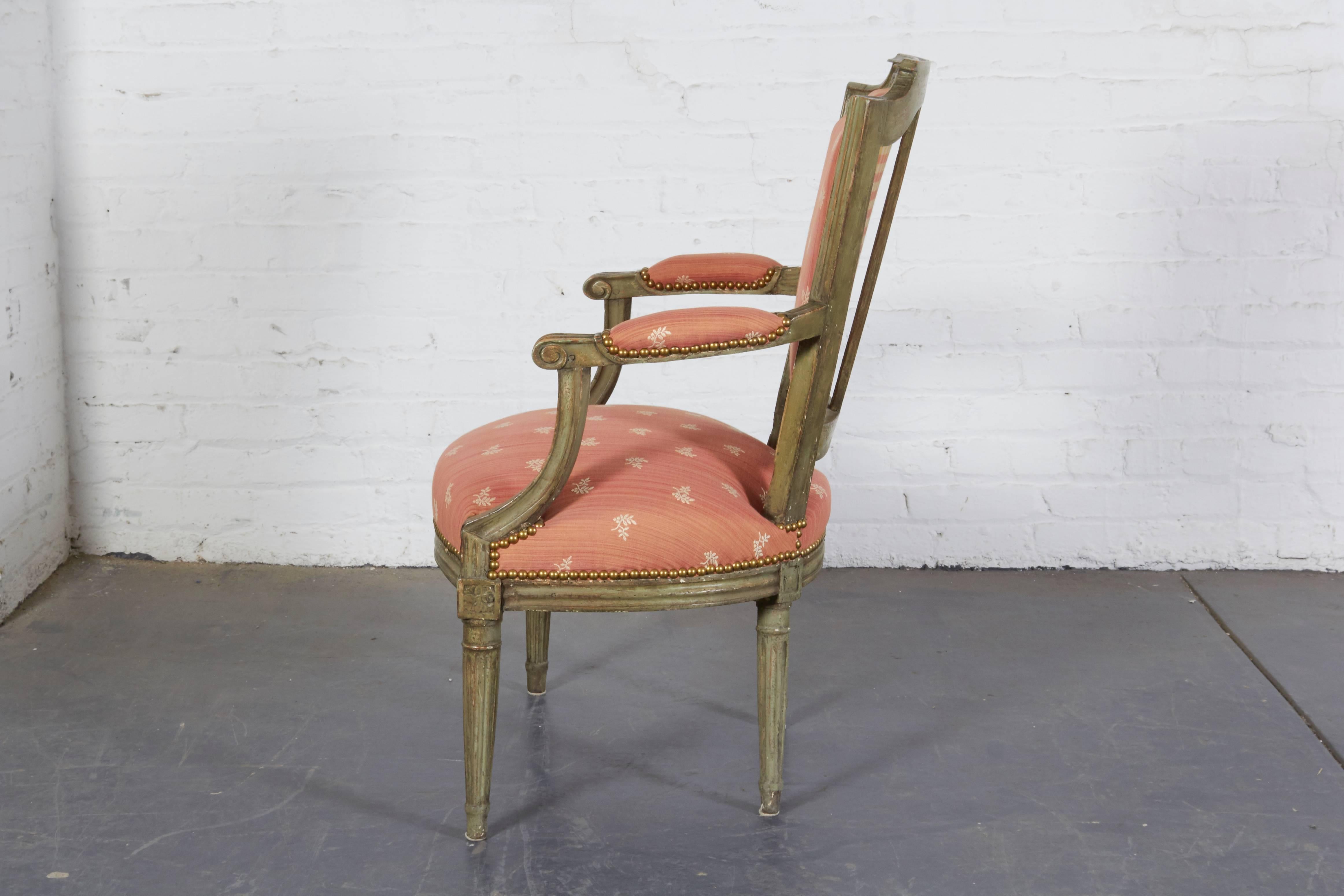 French Directoire Green-Painted Fauteuil 3