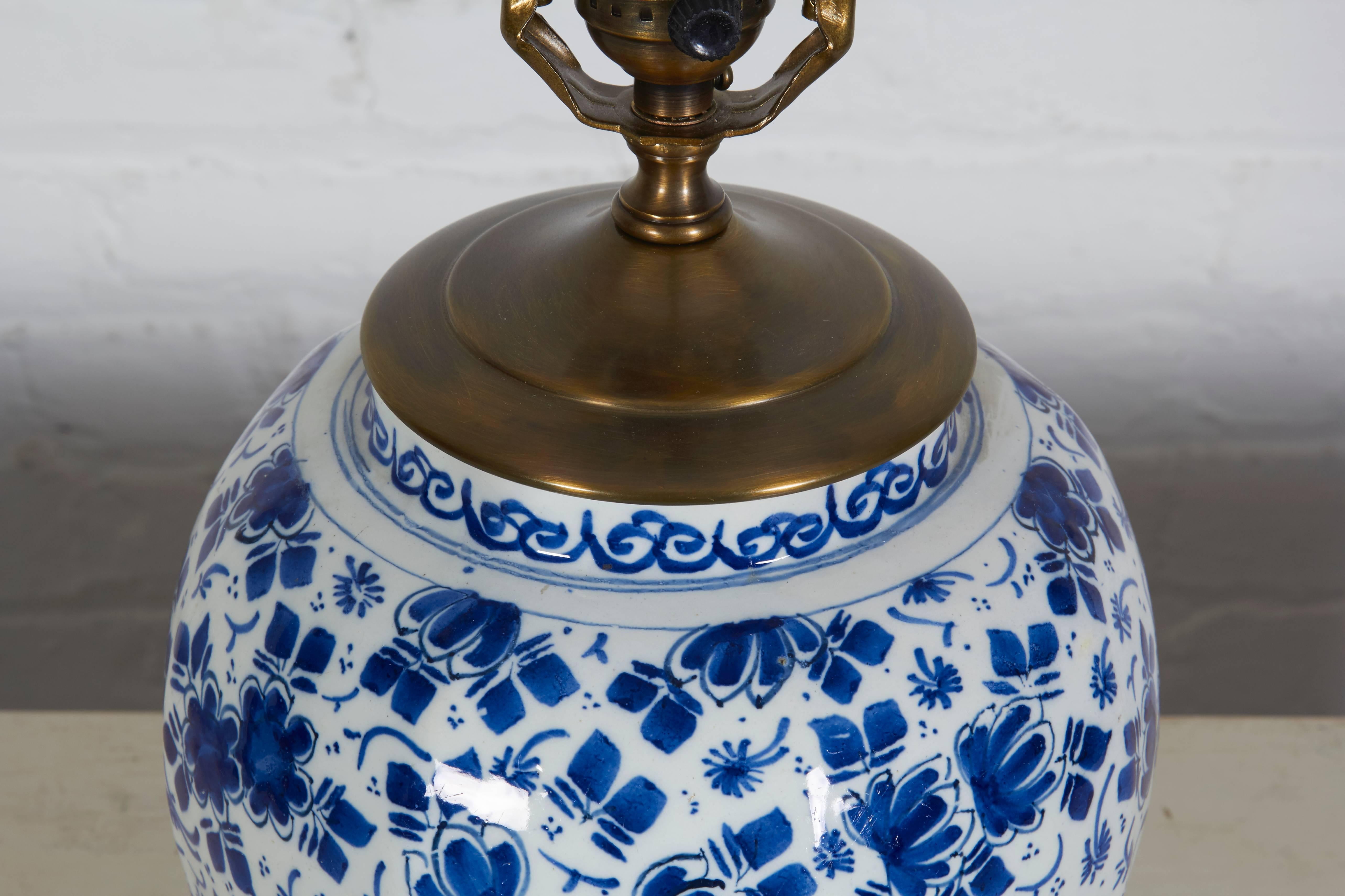 18th Century Delft Blue and White Vase Mounted as a Lamp In Excellent Condition In New York, NY
