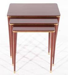 Set of Neoclassical Mahogany and Brass Nesting Tables by Comte