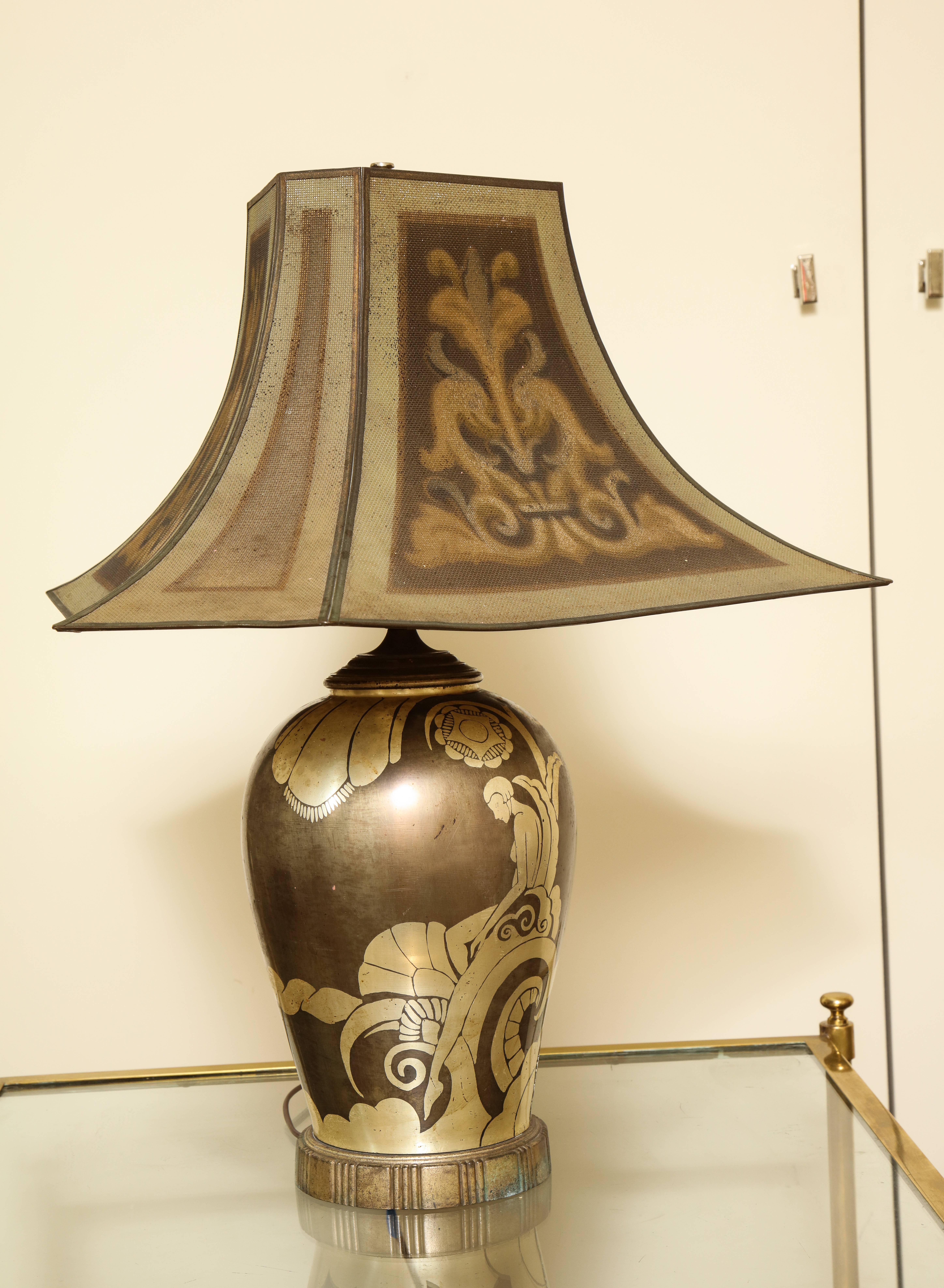 French Art Deco Dinanderie Table Lamp 2