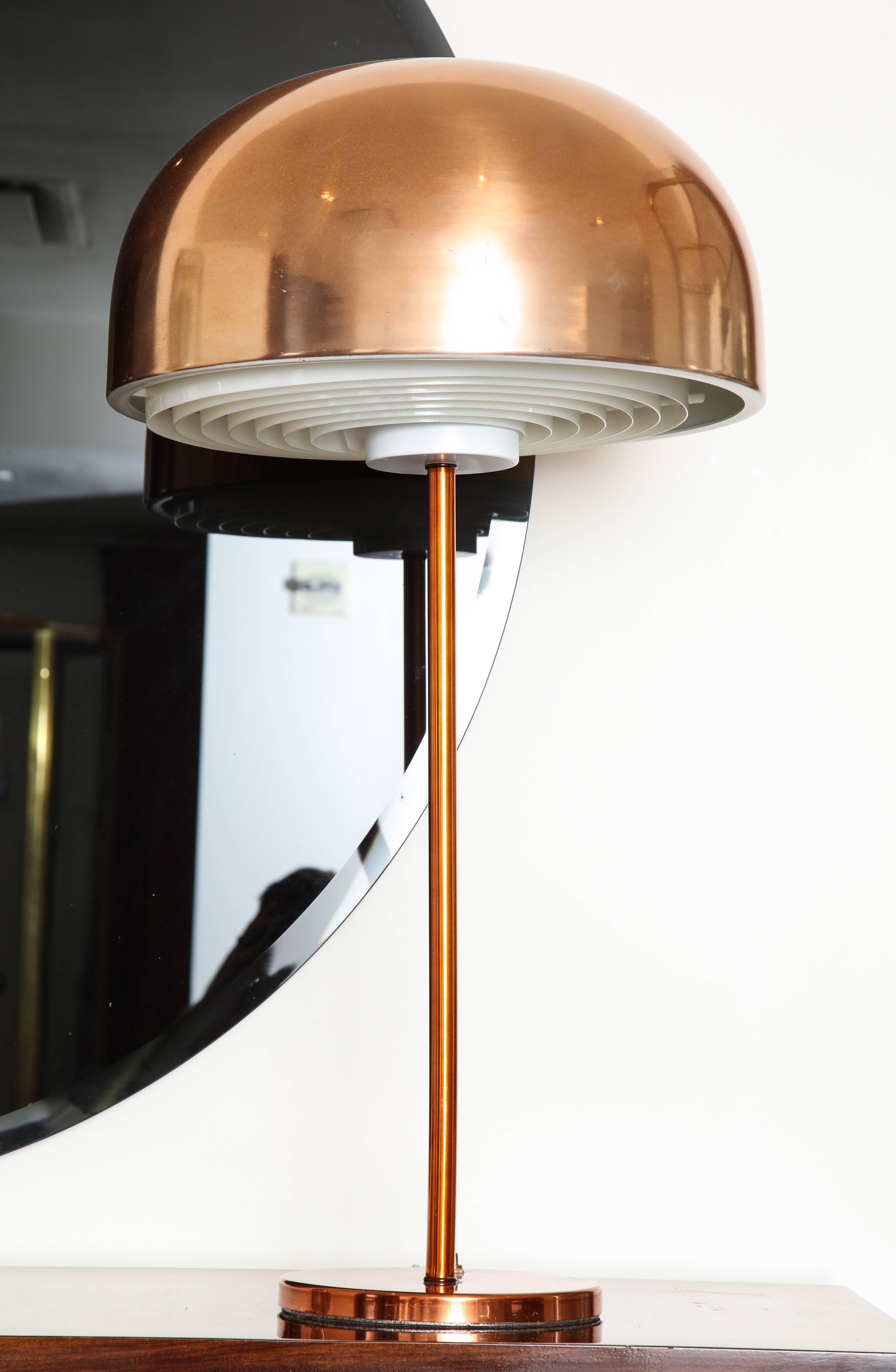 Pair of 1970s Copper-Toned Mushroom Table Lamps 1