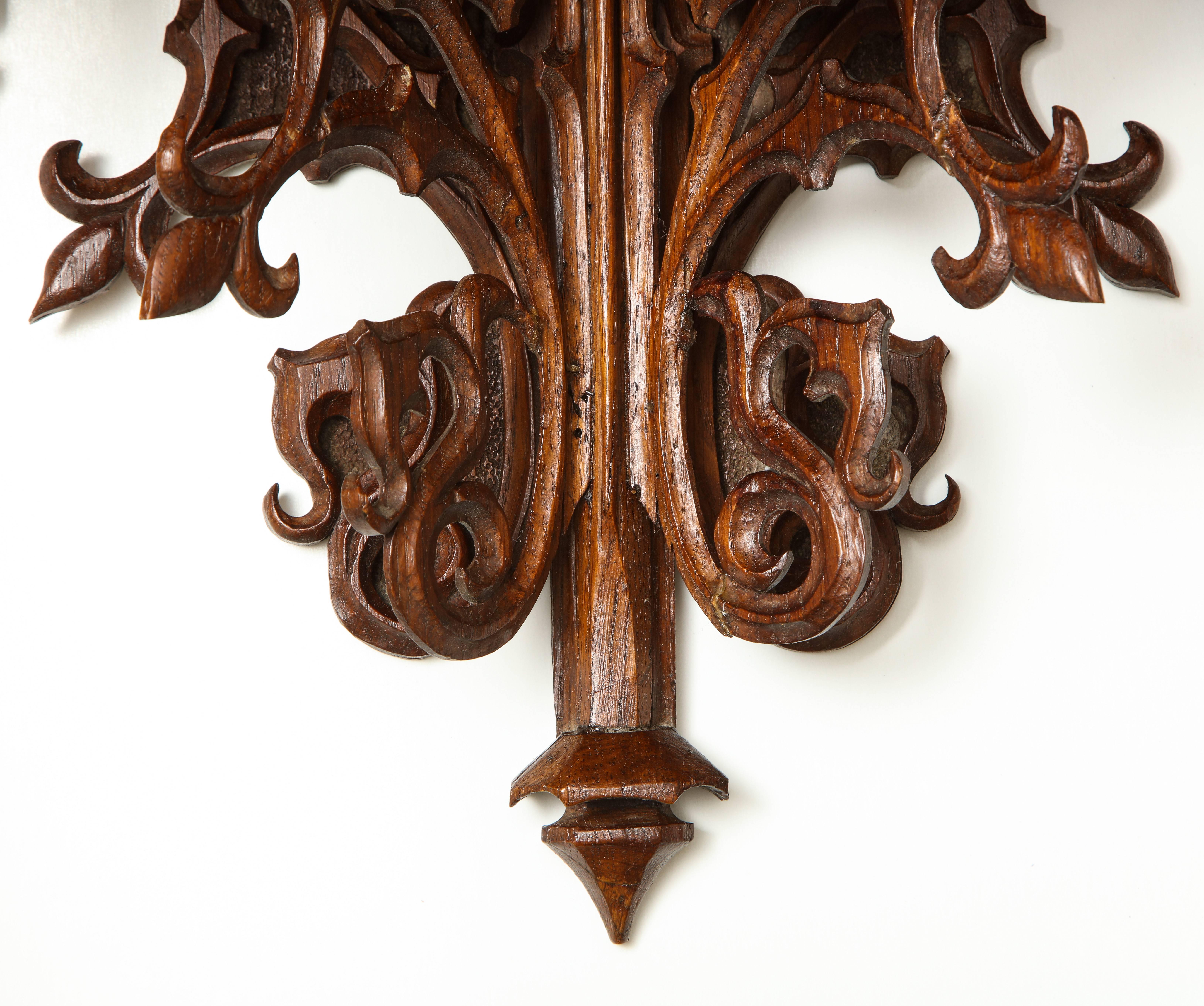 American Large Gothic Revival Oak Wall Bracket