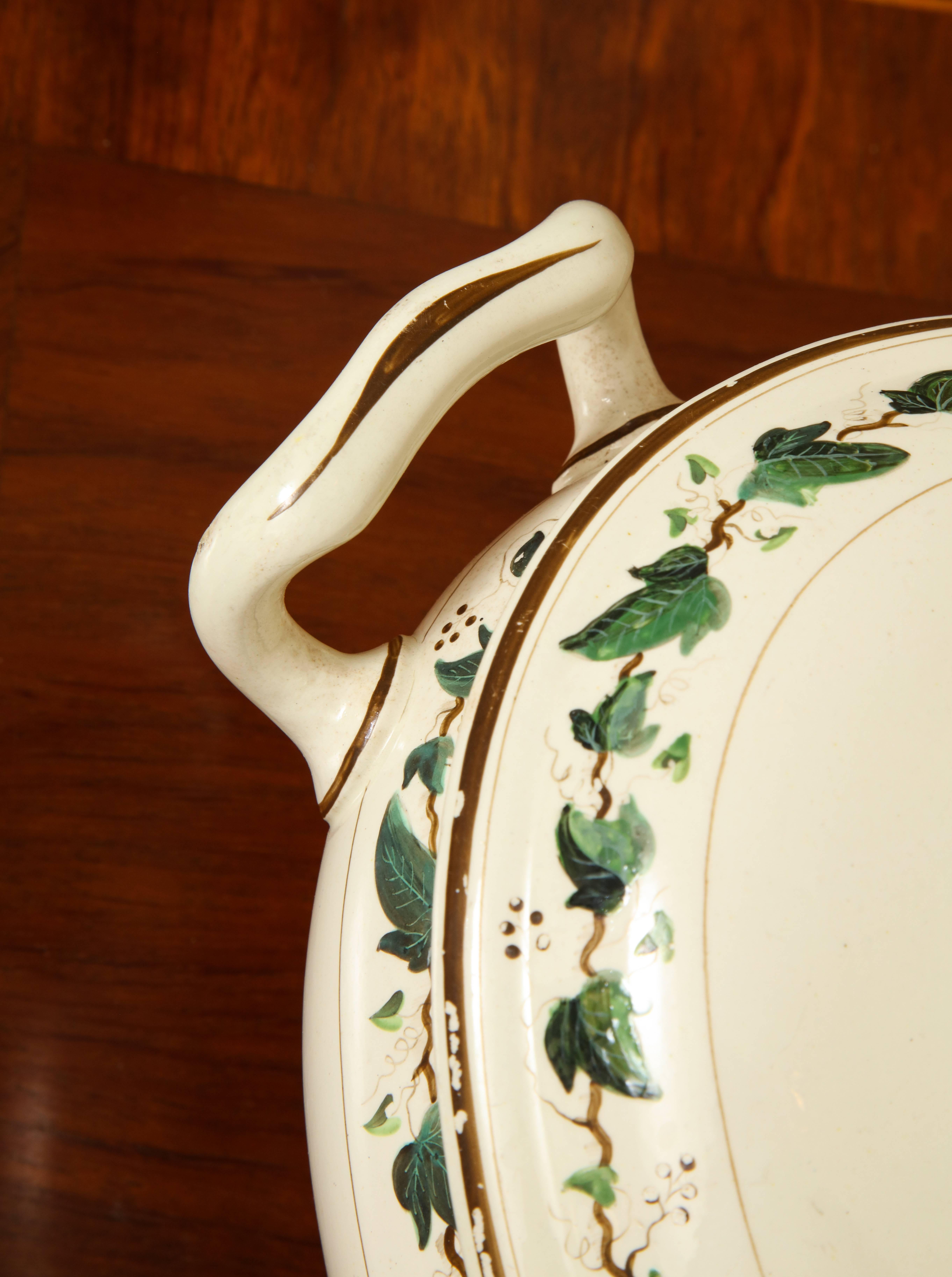 19th Century Wedgwood Creamware Covered Tureen with Ivy Decoration