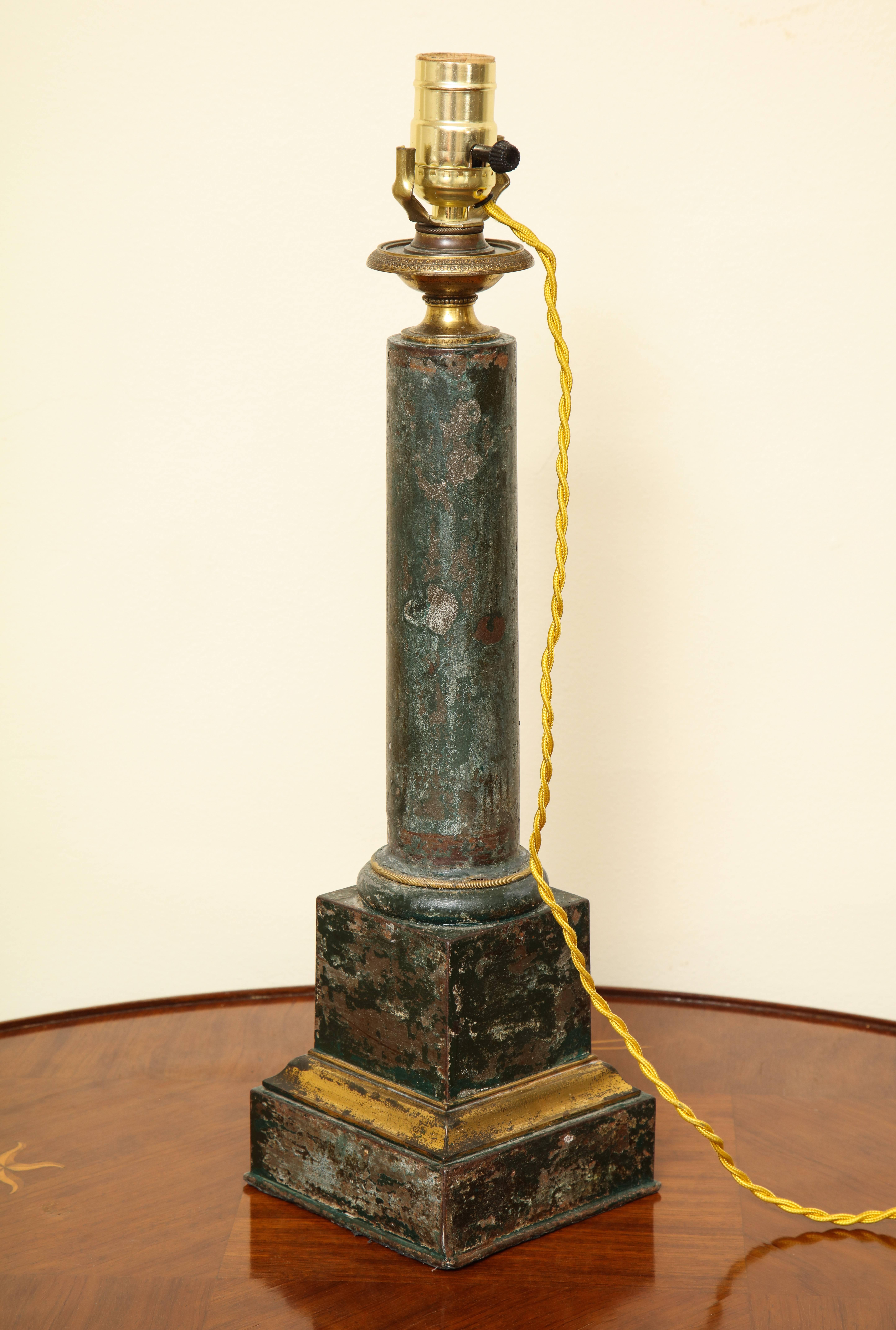 Tole and Gilt Columnar Carcel Lamp ORNATE 19TH CENTURY CARCEL LAMP Tole