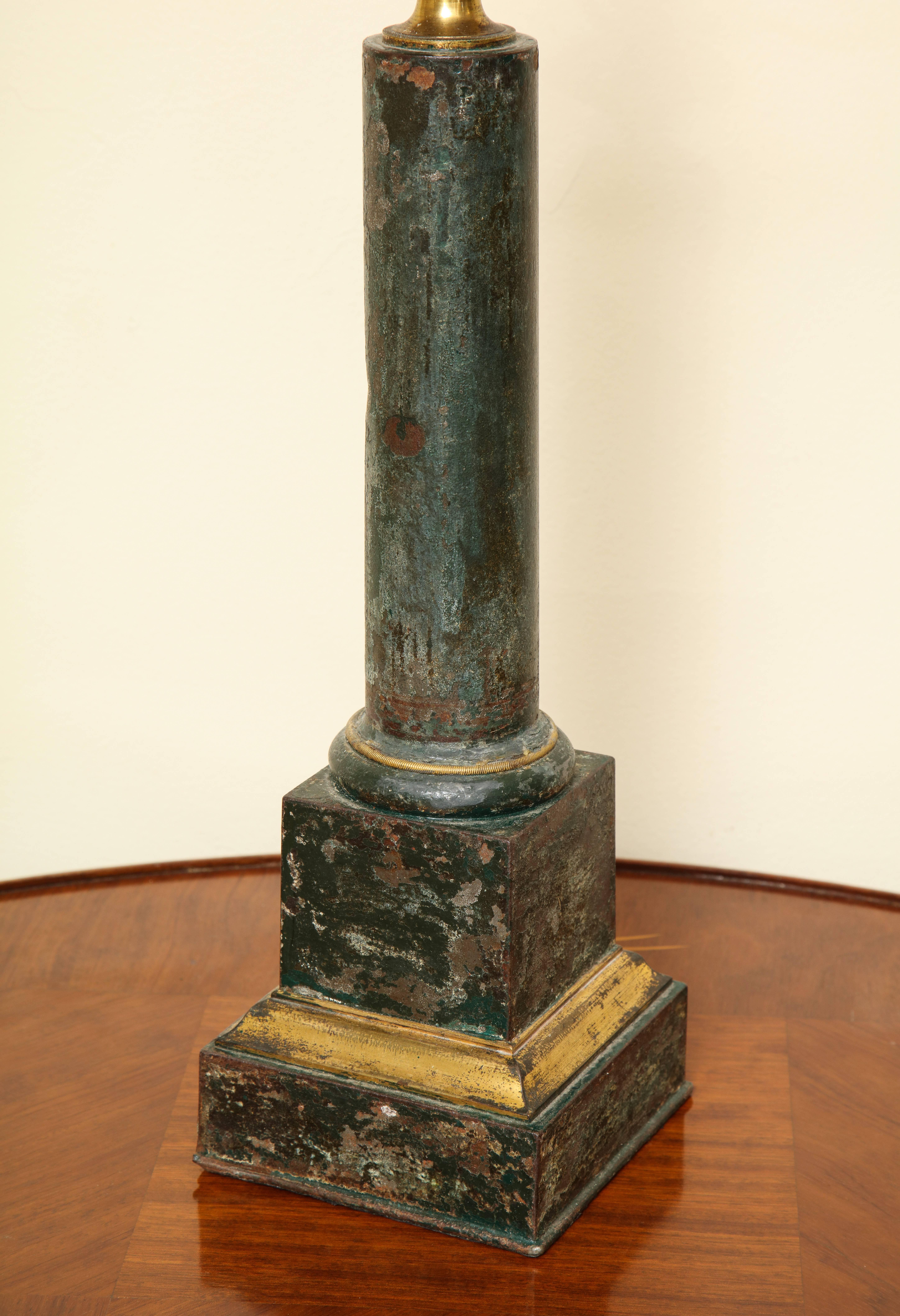 Tole and Gilt Columnar Carcel Lamp ORNATE 19TH CENTURY CARCEL LAMP Tole