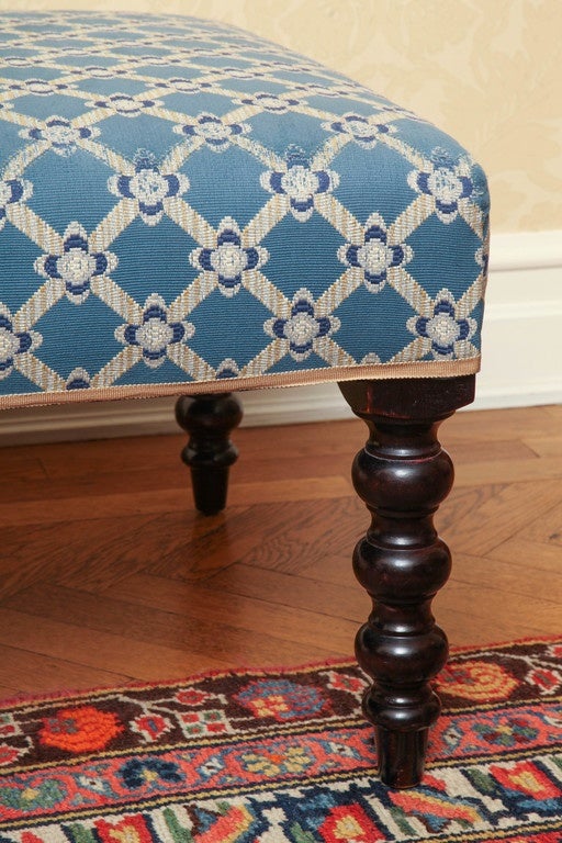 British Colonial George Smith Upholstered Ottoman Bench