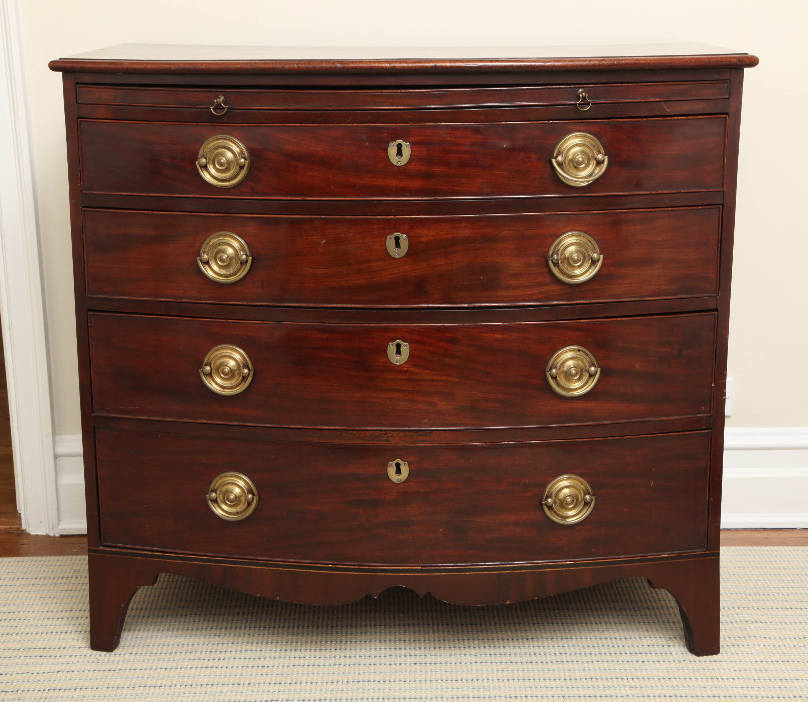American New England Federal Mahogany Bow Front Chest of Drawers