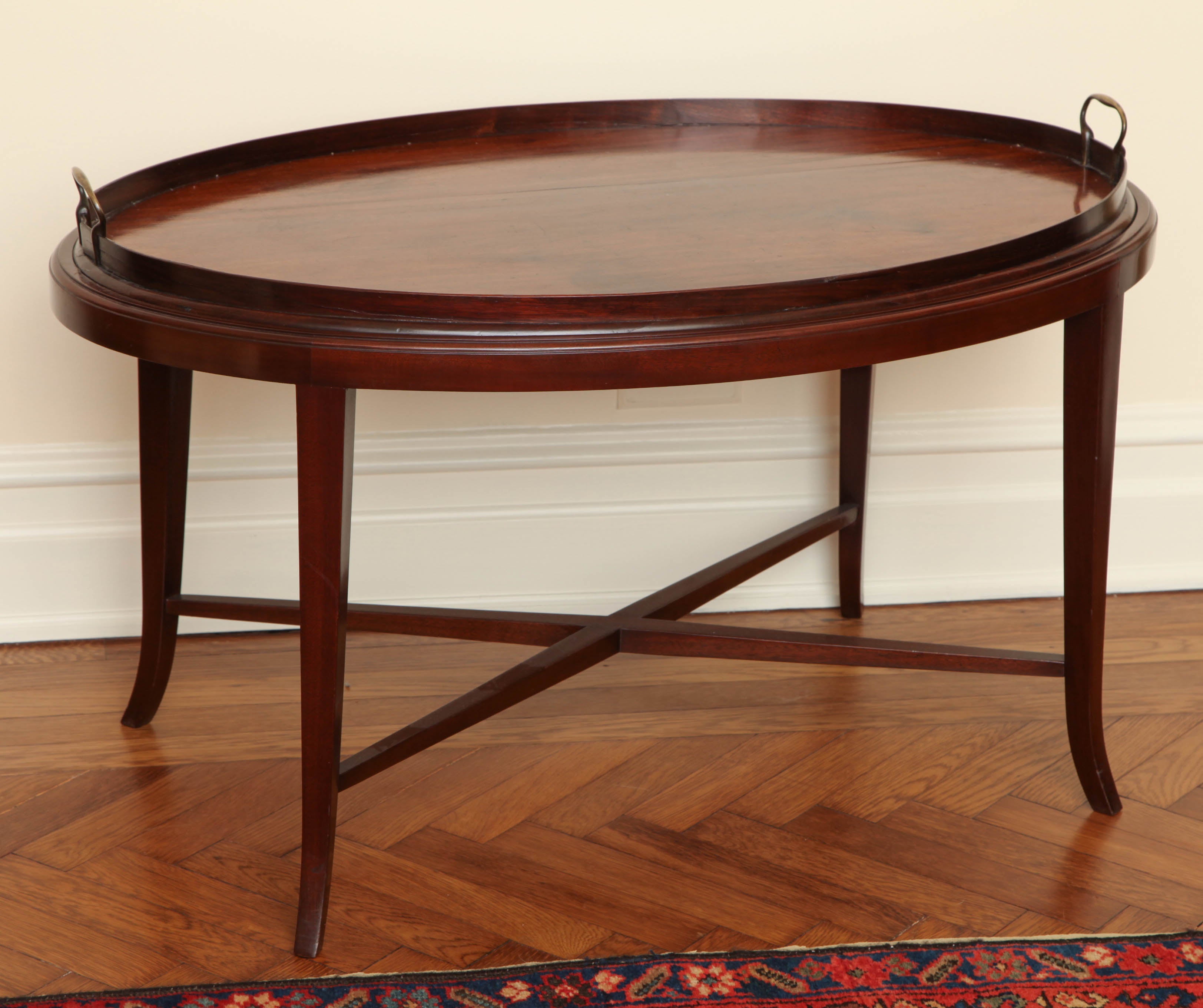 English Edwardian Oval Mahogany Tray Table