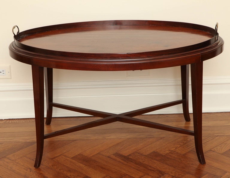 English Edwardian Oval Mahogany Tray Table at 1stdibs
