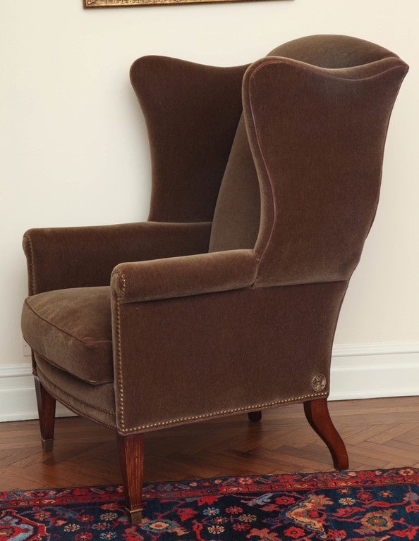 American Pair of George III Style Mahogany Wing Chairs