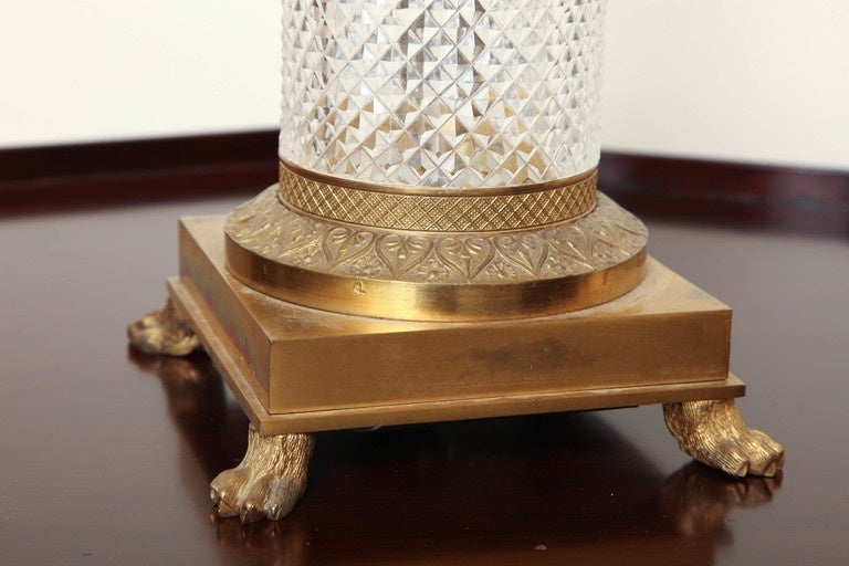 Fine Austrian Cut Crystal and Gilt Bronze Columnar Table Lamp 1