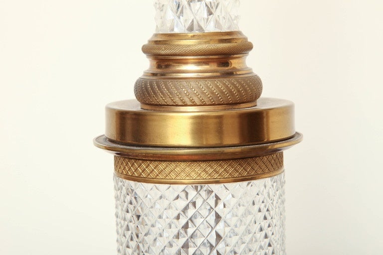 Fine Austrian Cut Crystal and Gilt Bronze Columnar Table Lamp 2