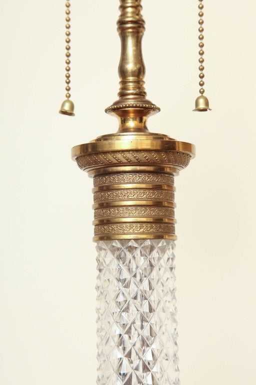 Fine Austrian Cut Crystal and Gilt Bronze Columnar Table Lamp 3