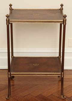 "Althorp" Two-Tier Brass and Leather-Lined Low Table
