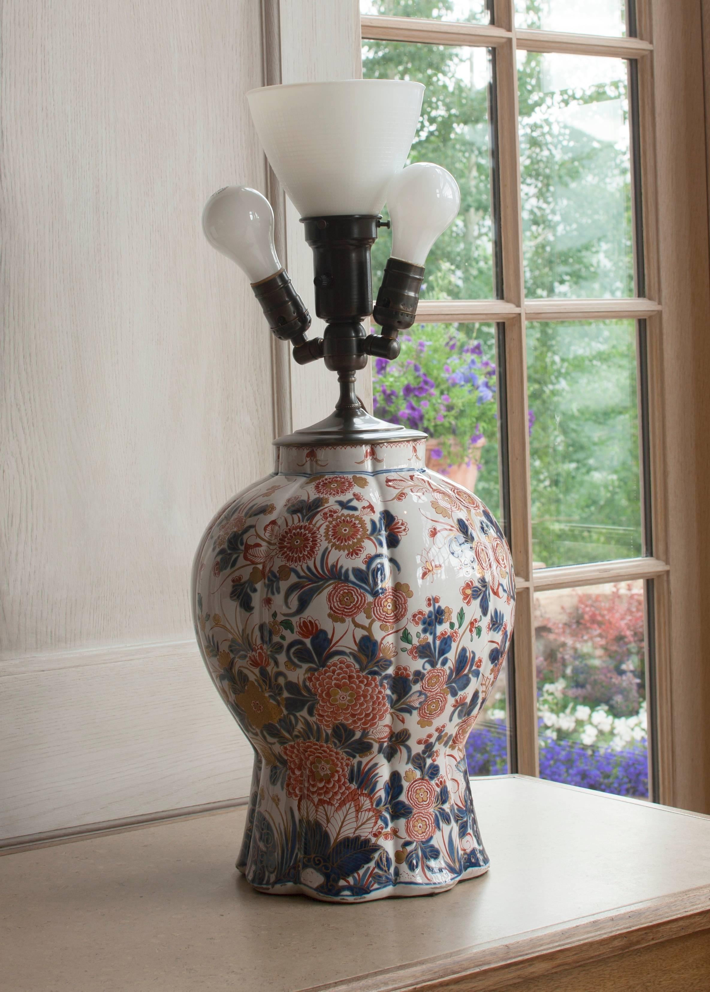 Dutch Pair of Early 19th Century Delft Vases Mounted as Lamps