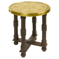 Viennese Secessionist Brass and Ebonized Oak Table