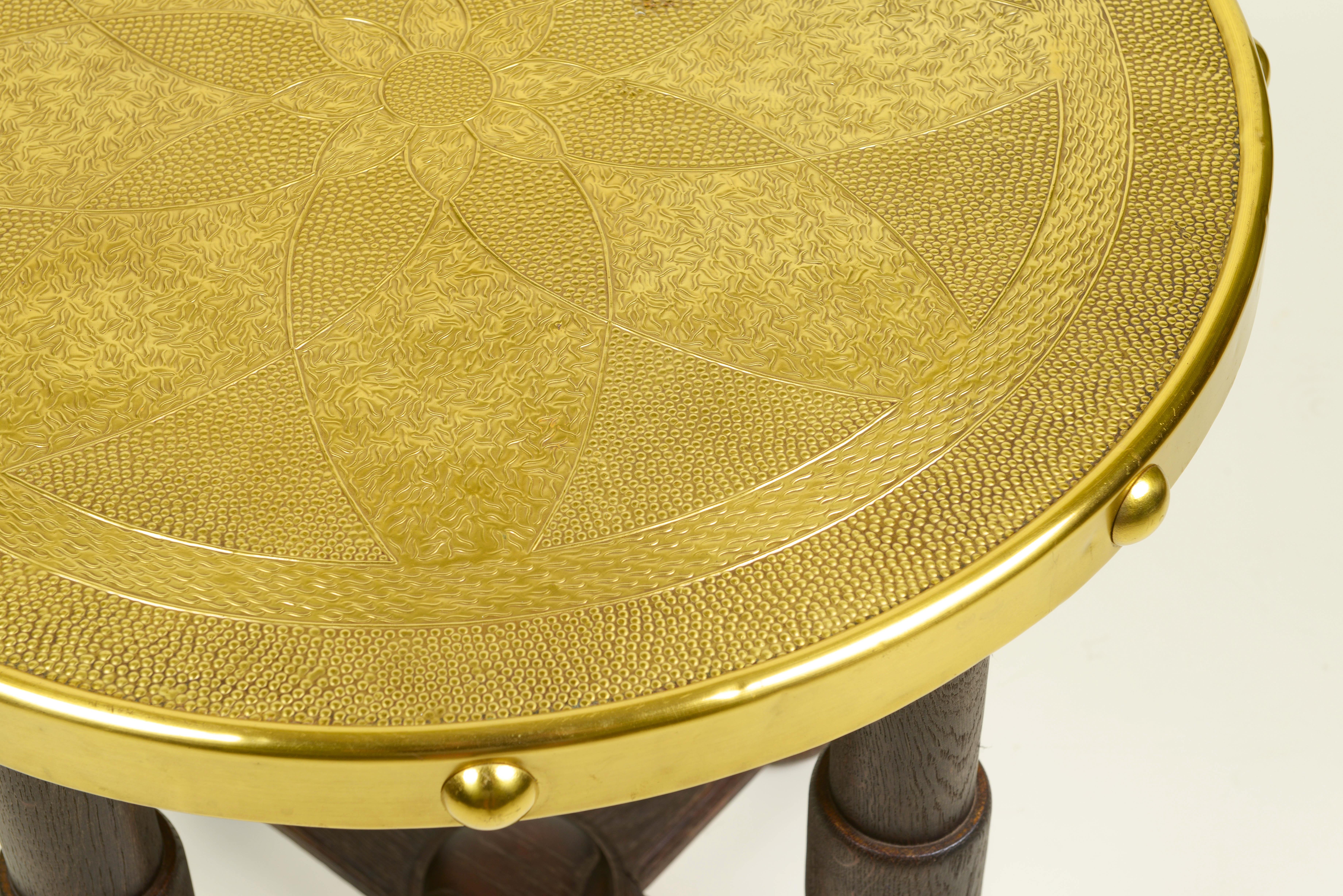 Viennese Secessionist Brass and Ebonized Oak Table In Good Condition For Sale In New York, NY