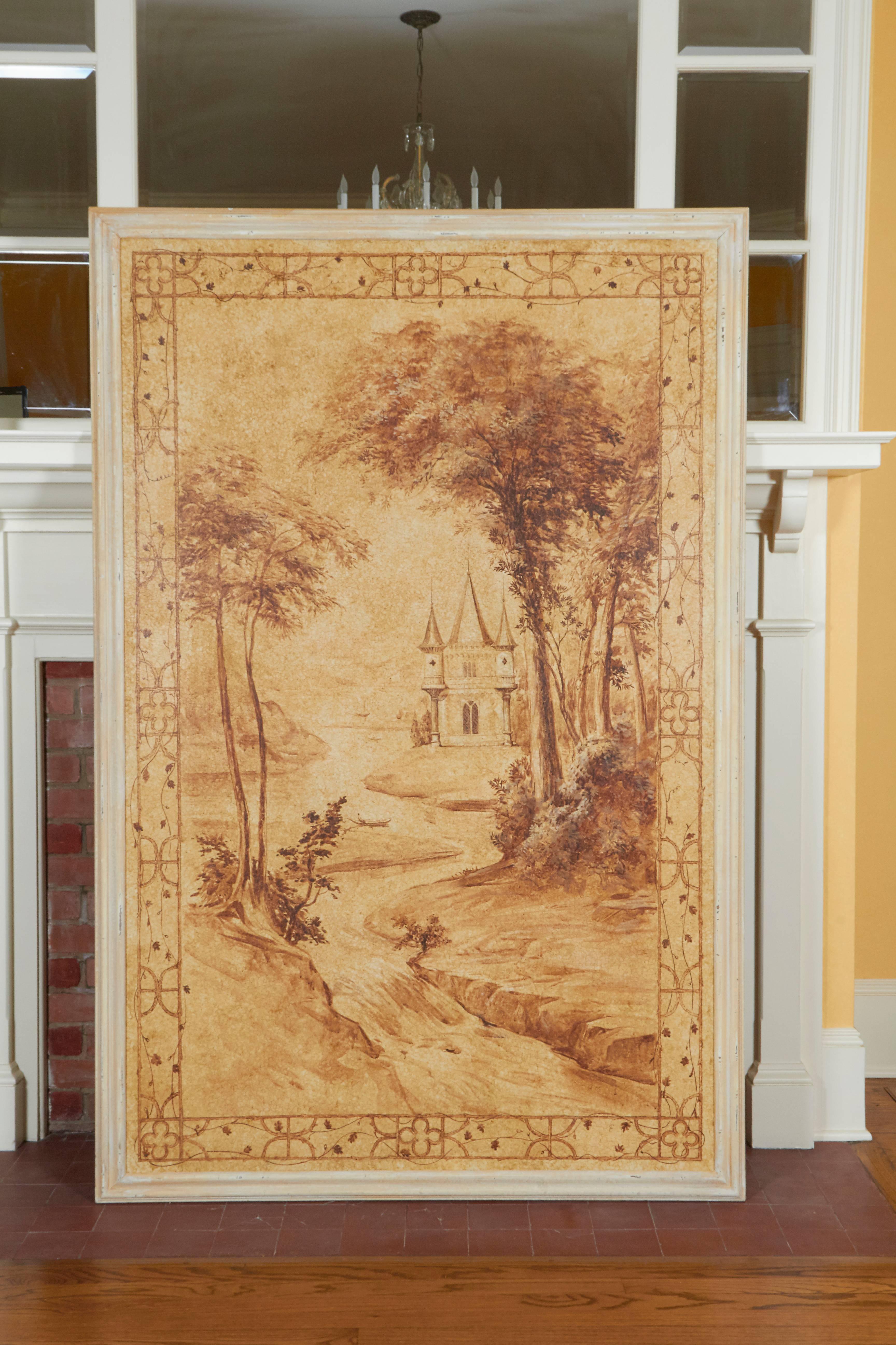 Romantic Set of Six Sepia-Toned Decorative Panels after Rex Whistler