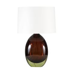 Murano Glass Bottle Lamp-Green/Brown Glass