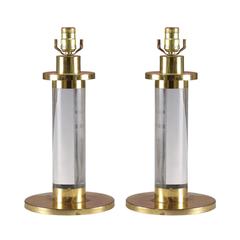 Brass and Lucite Table Lamps, Gabriella Crespi