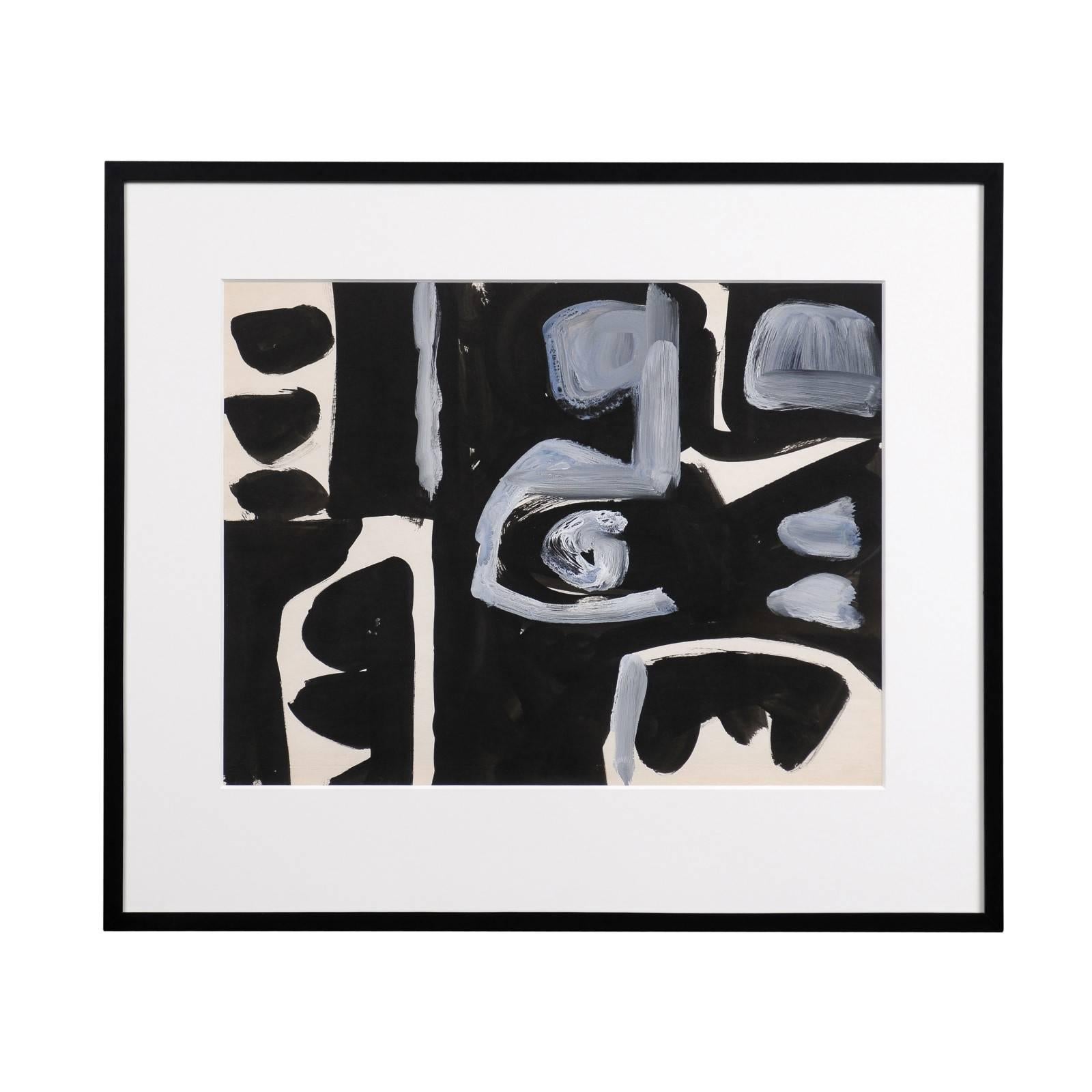 Jacques Nestle, Black and White, Original Abstract Art, Black Frame