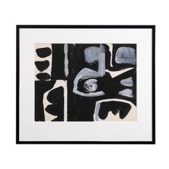 Jacques Nestle, Noir et Blanc, Art abstrait original, Cadre noir