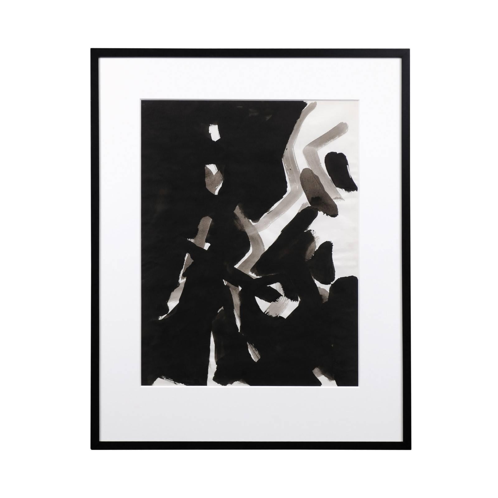 Jacques Nestle, Black and White Abstract, Framed