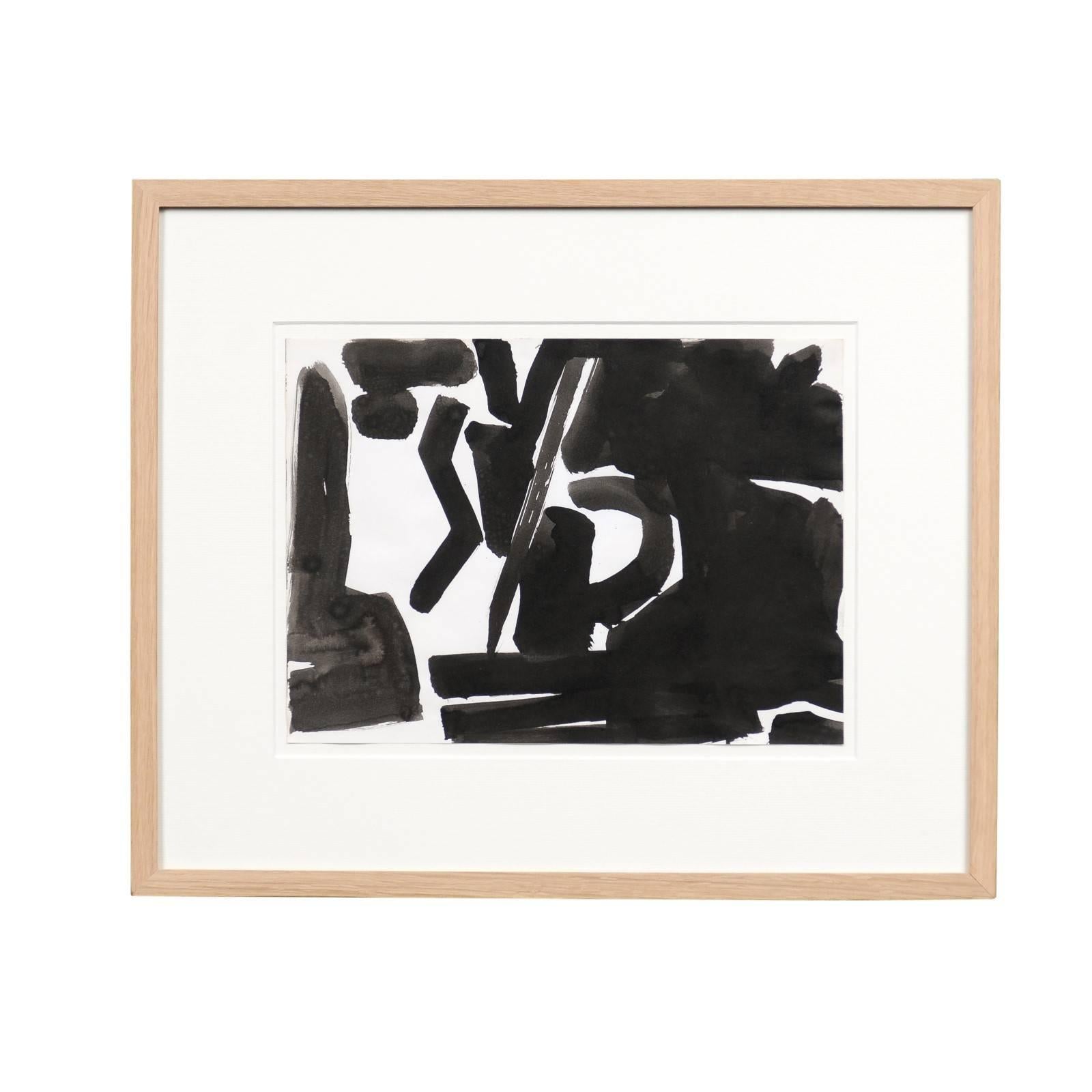 Jacques Nestle, Original Black and White Artwork in Walnut Frame
