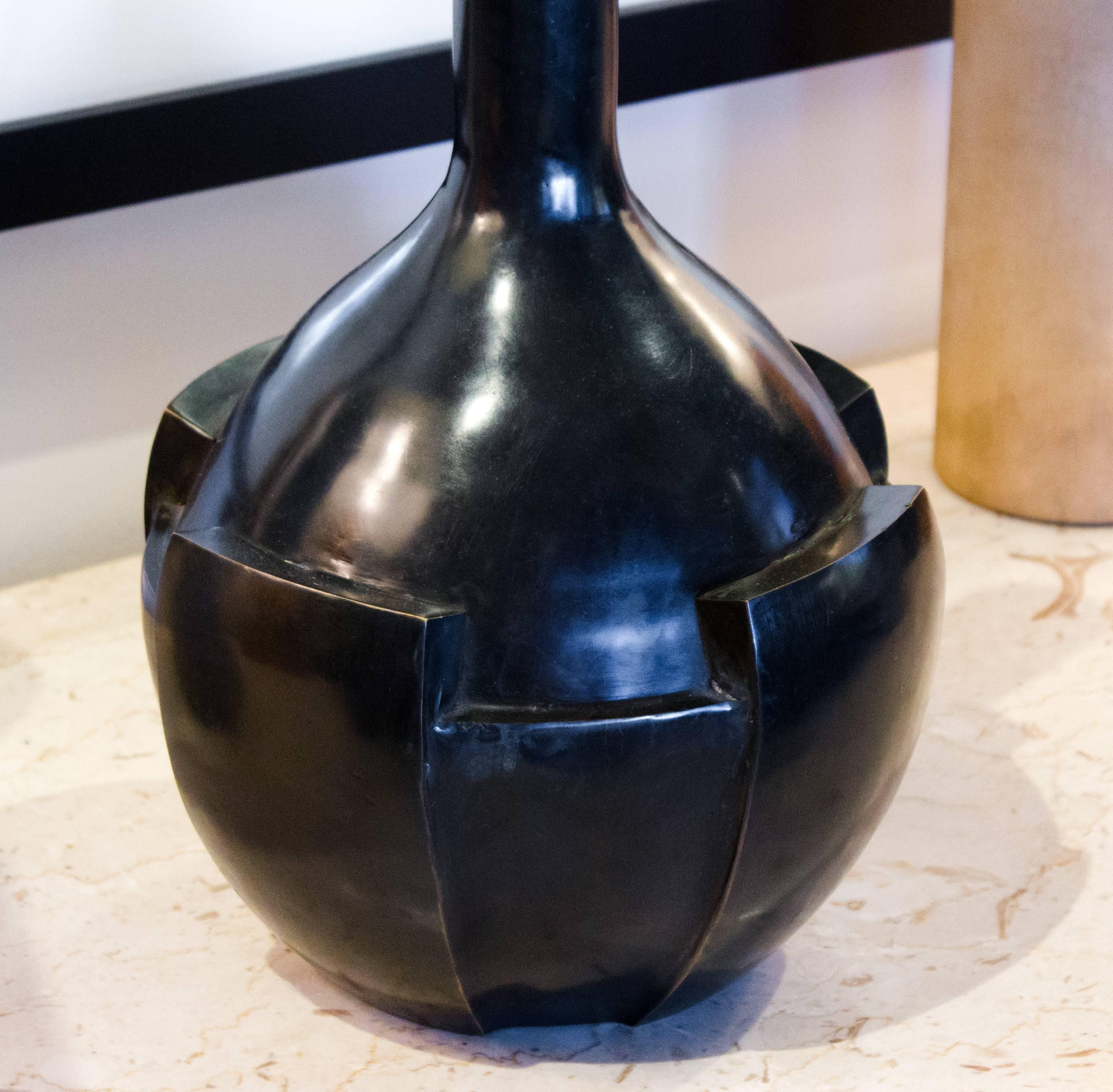 Unknown Thomas Pheasant Petal Vase in Dark Bronze