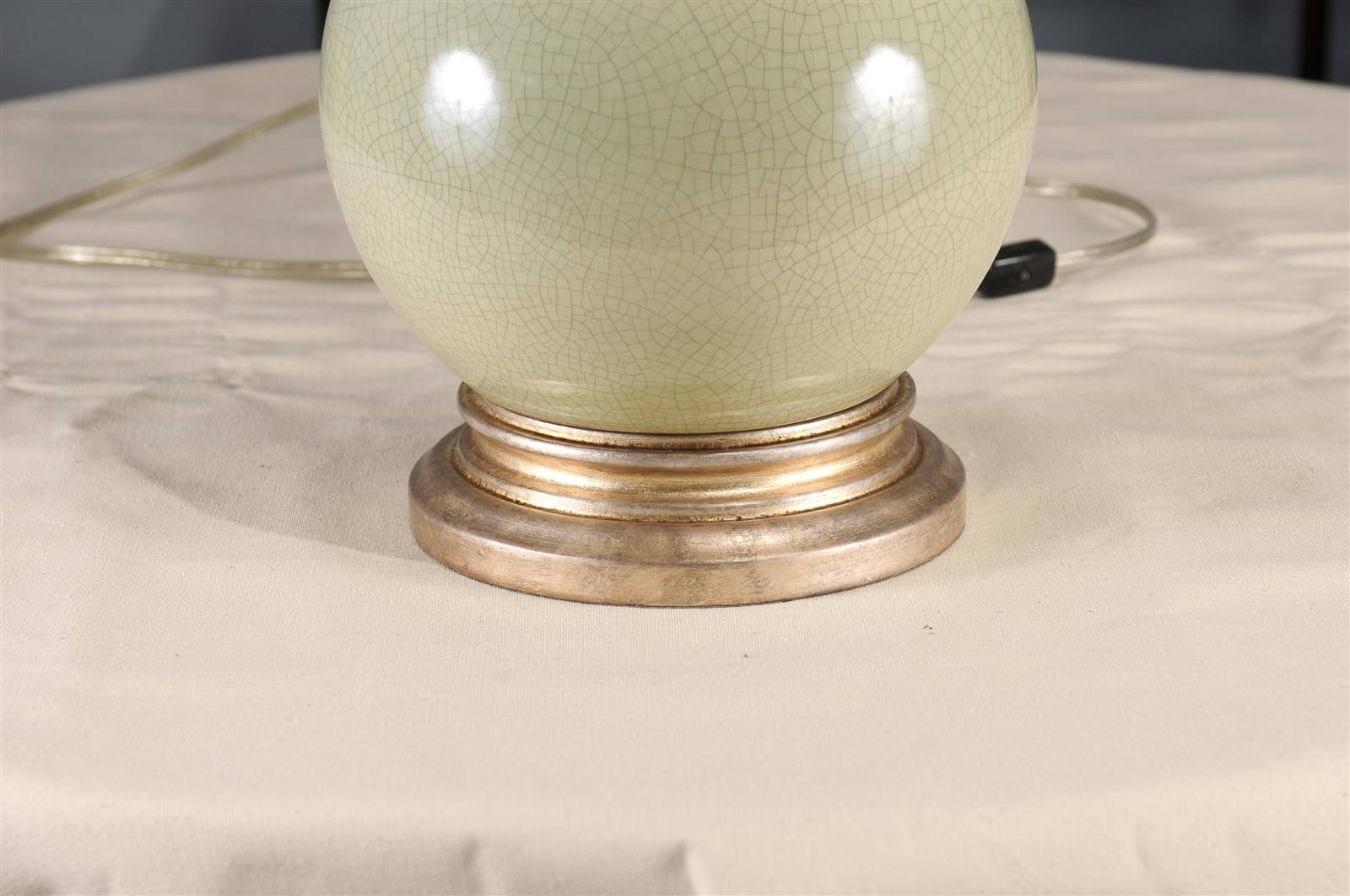 Ceramic Grand Bottle Crackle Lamp, Leaf, Thomas Pheasant